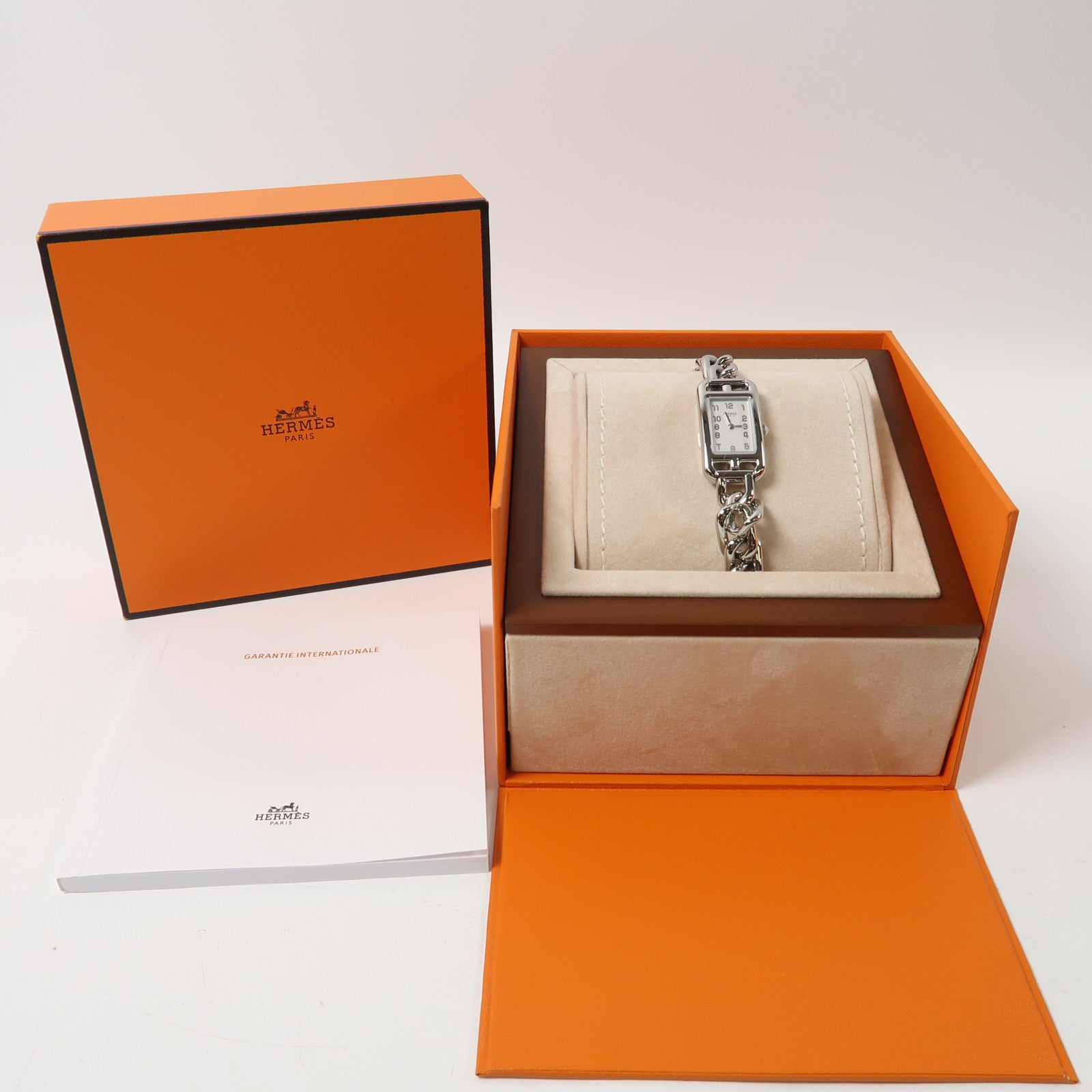 HERMES Nantucket Watch不鏽鋼手錶石英機芯白色