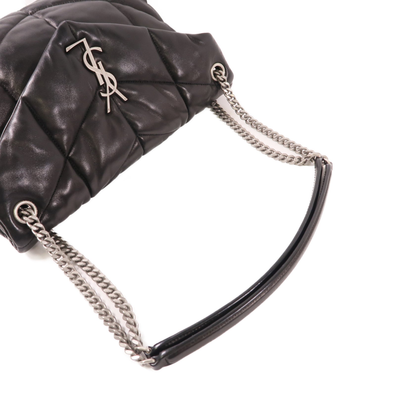SAINT LAURENT 牛皮皮革Lou Lou Puffer銀扣肩背袋