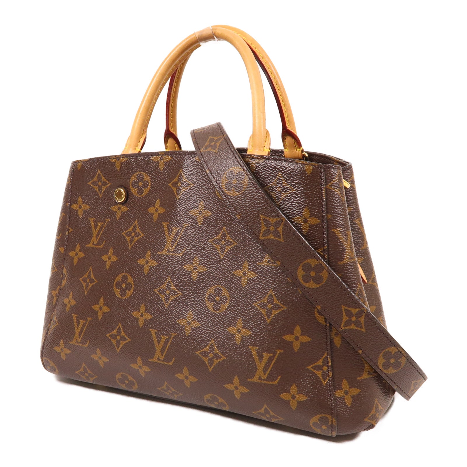 LOUIS VUITTON Monogram Montaigne BB金扣手挽肩背兩用袋棕色