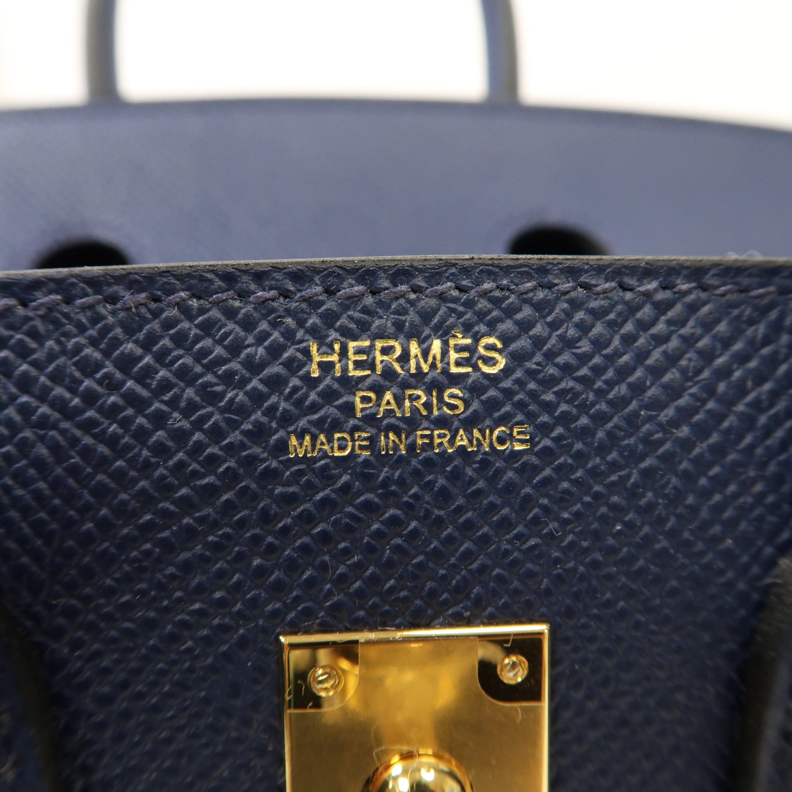 HERMES Epsom皮革Birkin Sellier 25金扣手挽袋Bleu Navy寶藍色