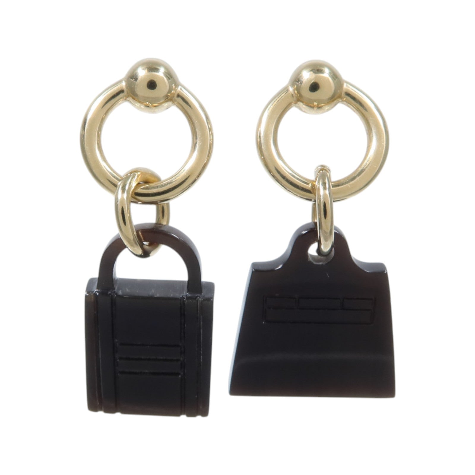 HERMES 水牛角/金屬Amulette Maroquinier Earrings耳環