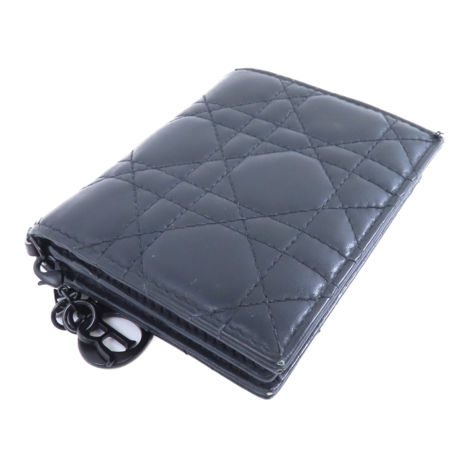 Dior 皮革Wallet銀扣錢包黑色