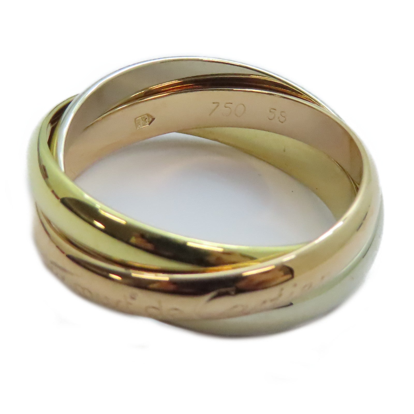 CARTIER 18K黃金/白金/玫瑰金Trinity戒指Cartier#58/US#8.25