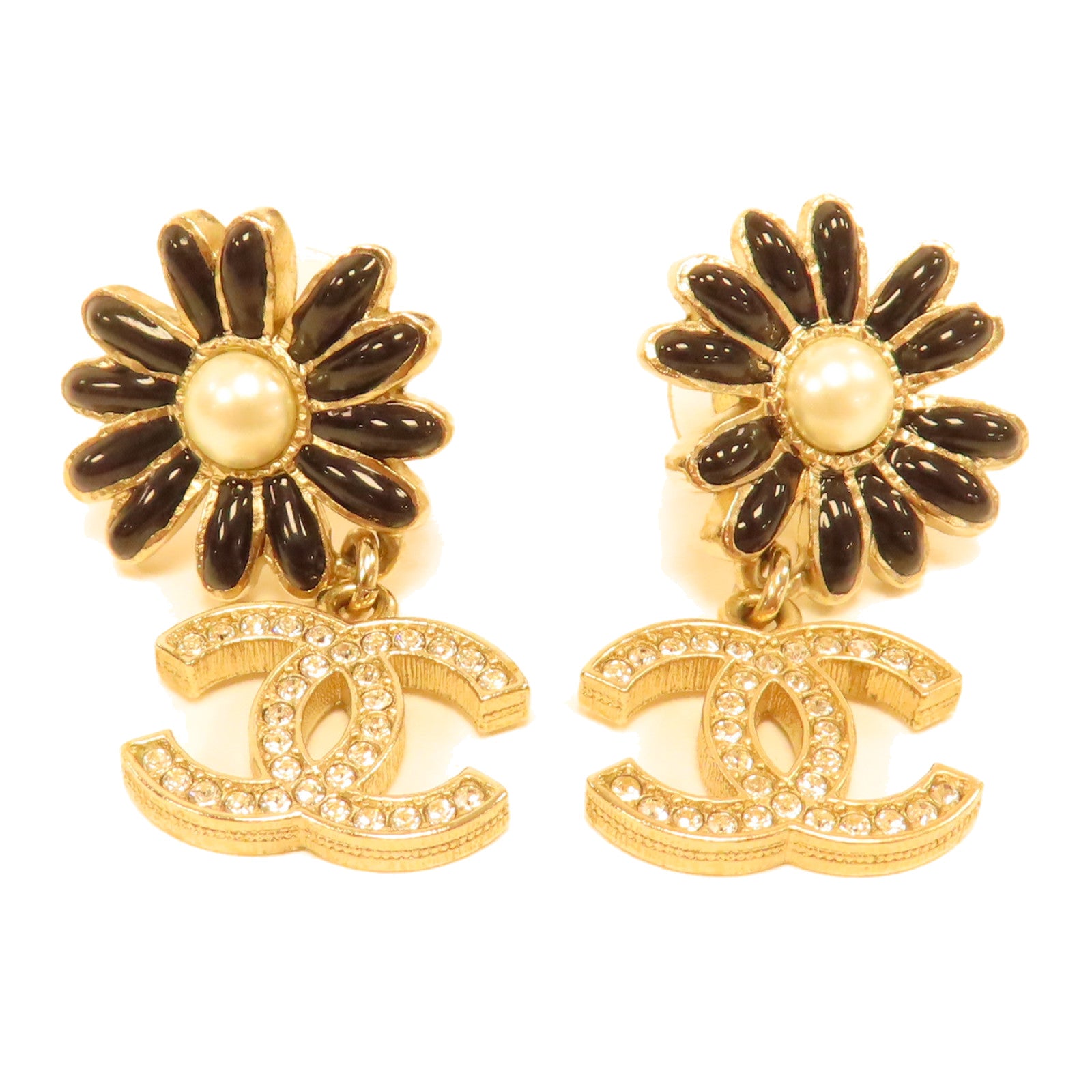 CHANEL 金屬Earrings耳環金色/黑色
