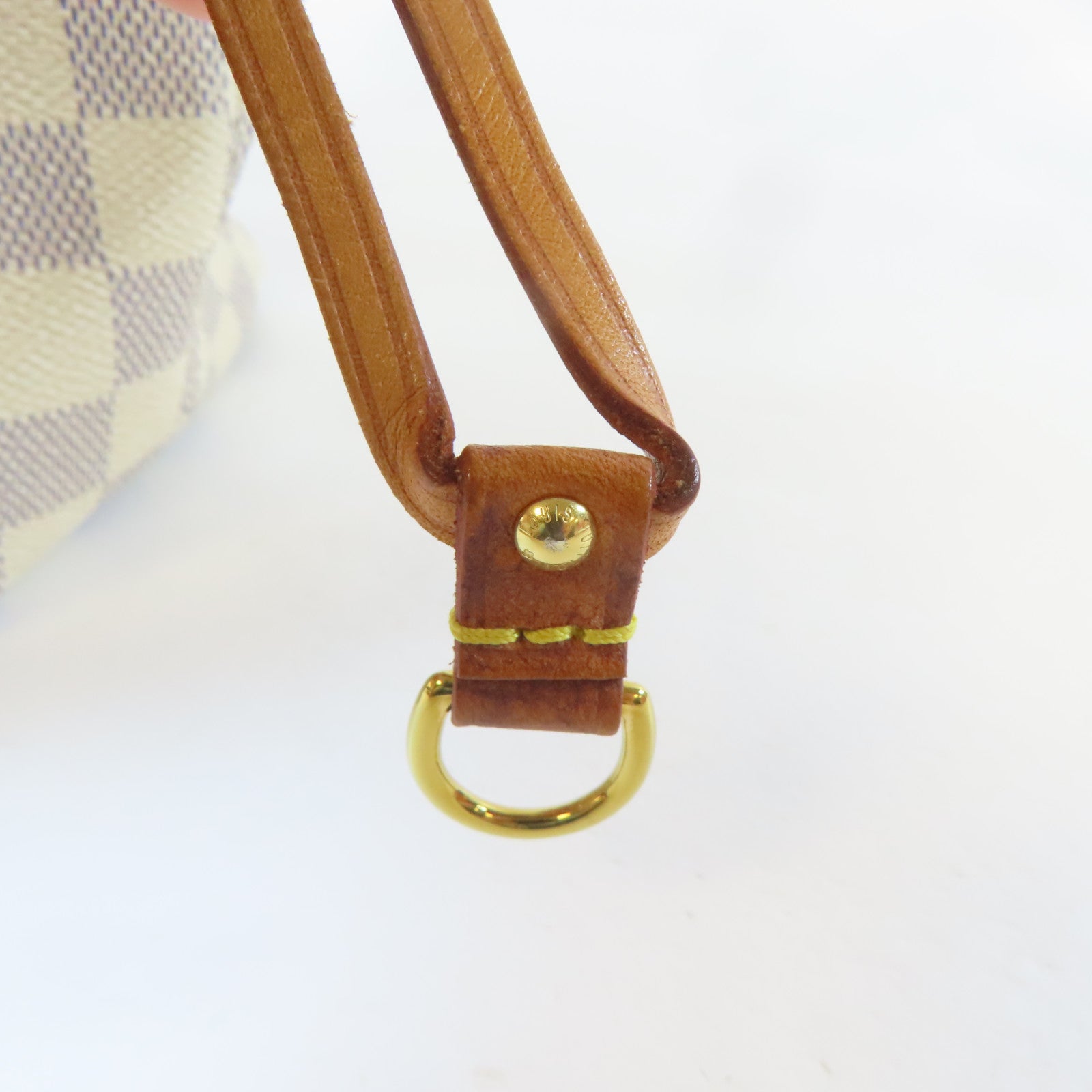 LOUIS VUITTON Damier Azur Neverfull MM金扣手挽袋白色