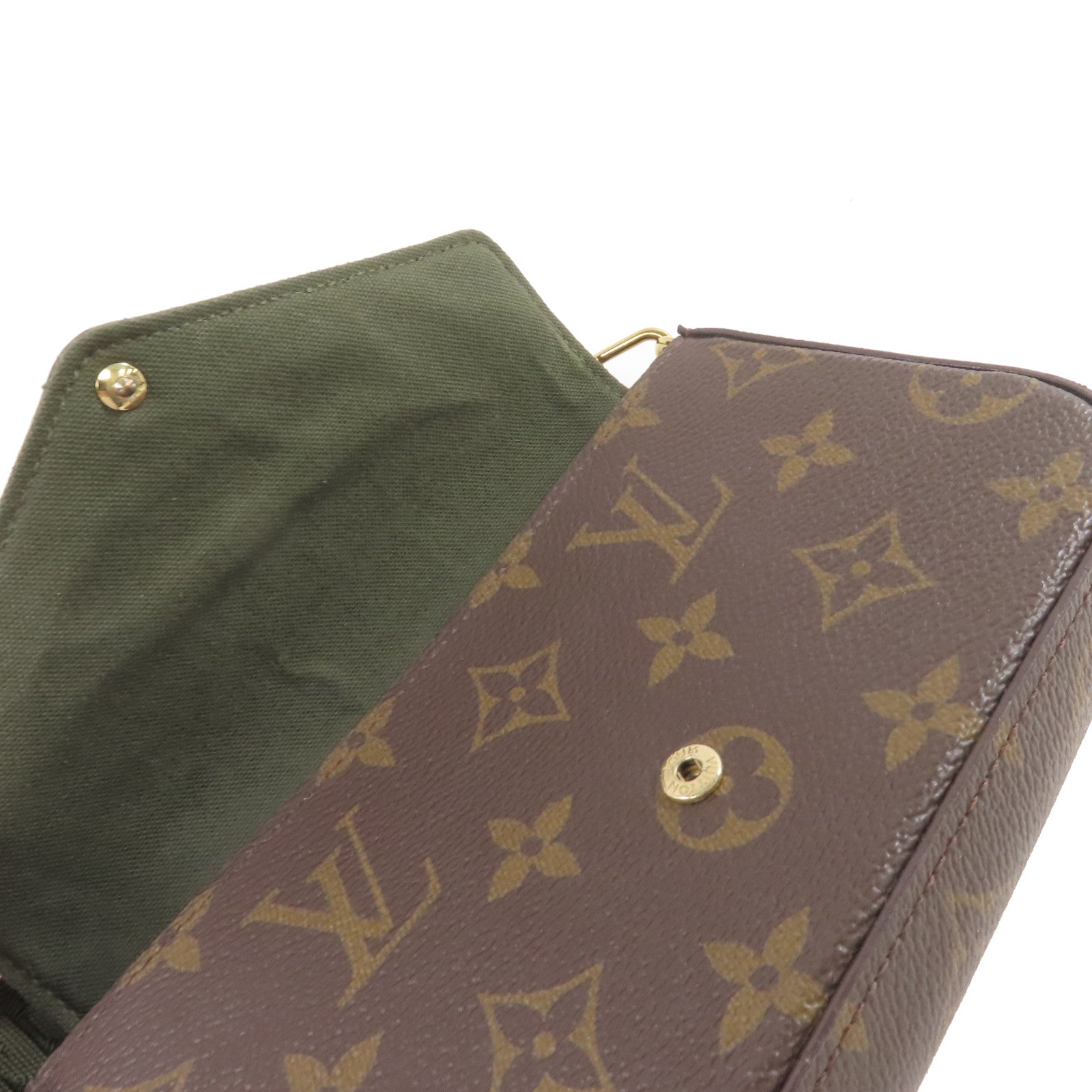 LOUIS VUITTON Monogram Pochette Felicie Pouch Shoulder Bag金扣肩背袋啡色