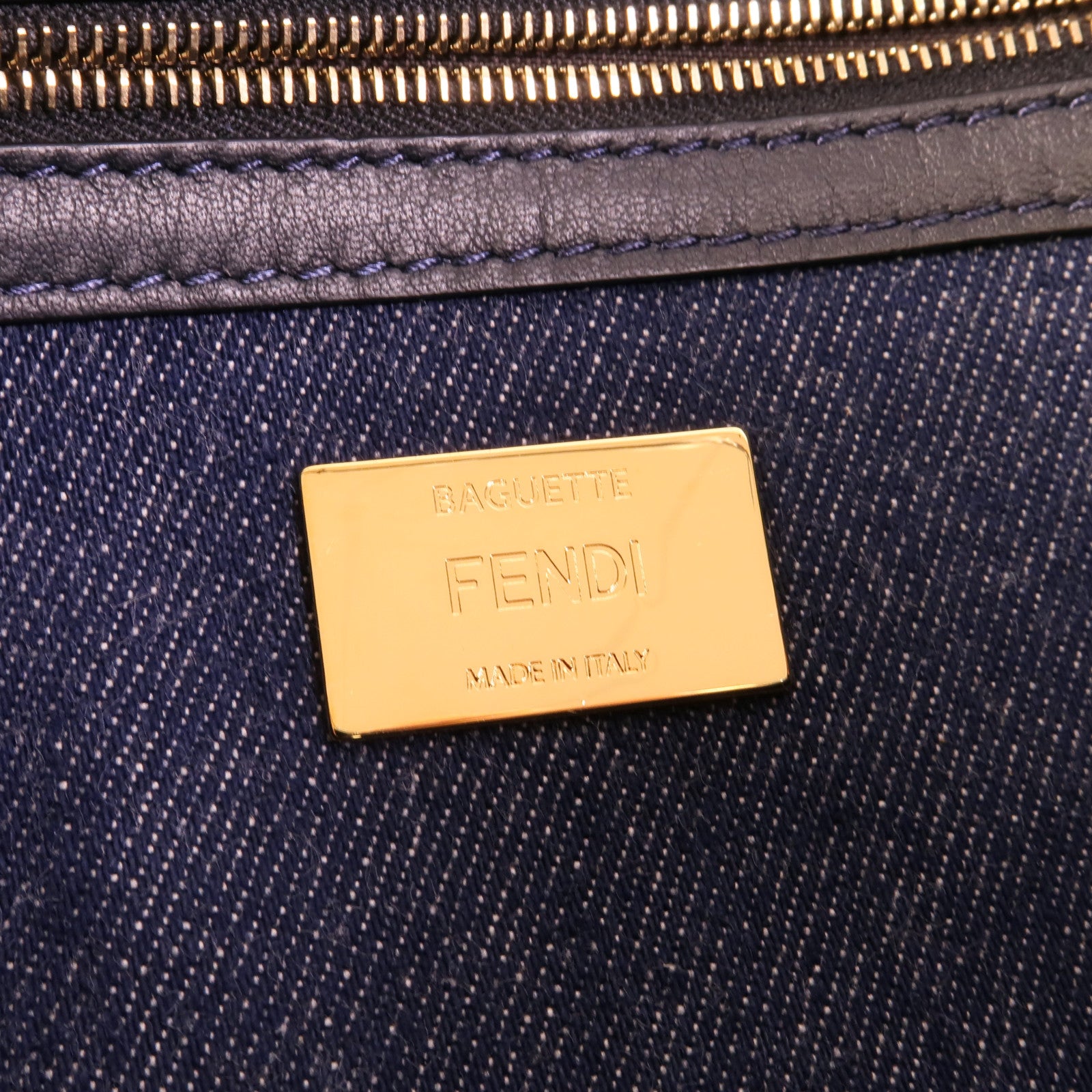 FENDI 牛仔布Baguette Large手挽肩背兩用袋