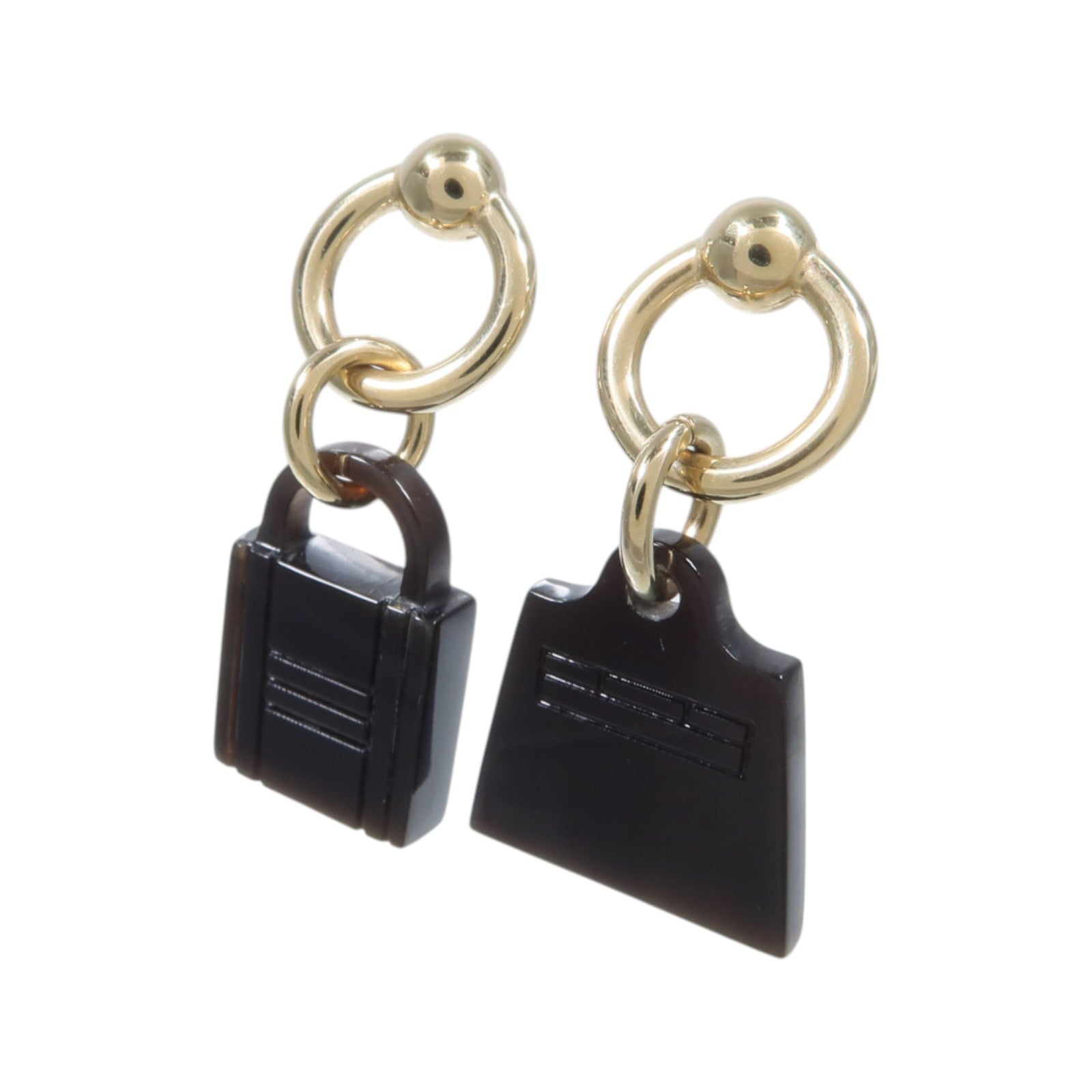 HERMES 水牛角/金屬Amulette Maroquinier Earrings耳環