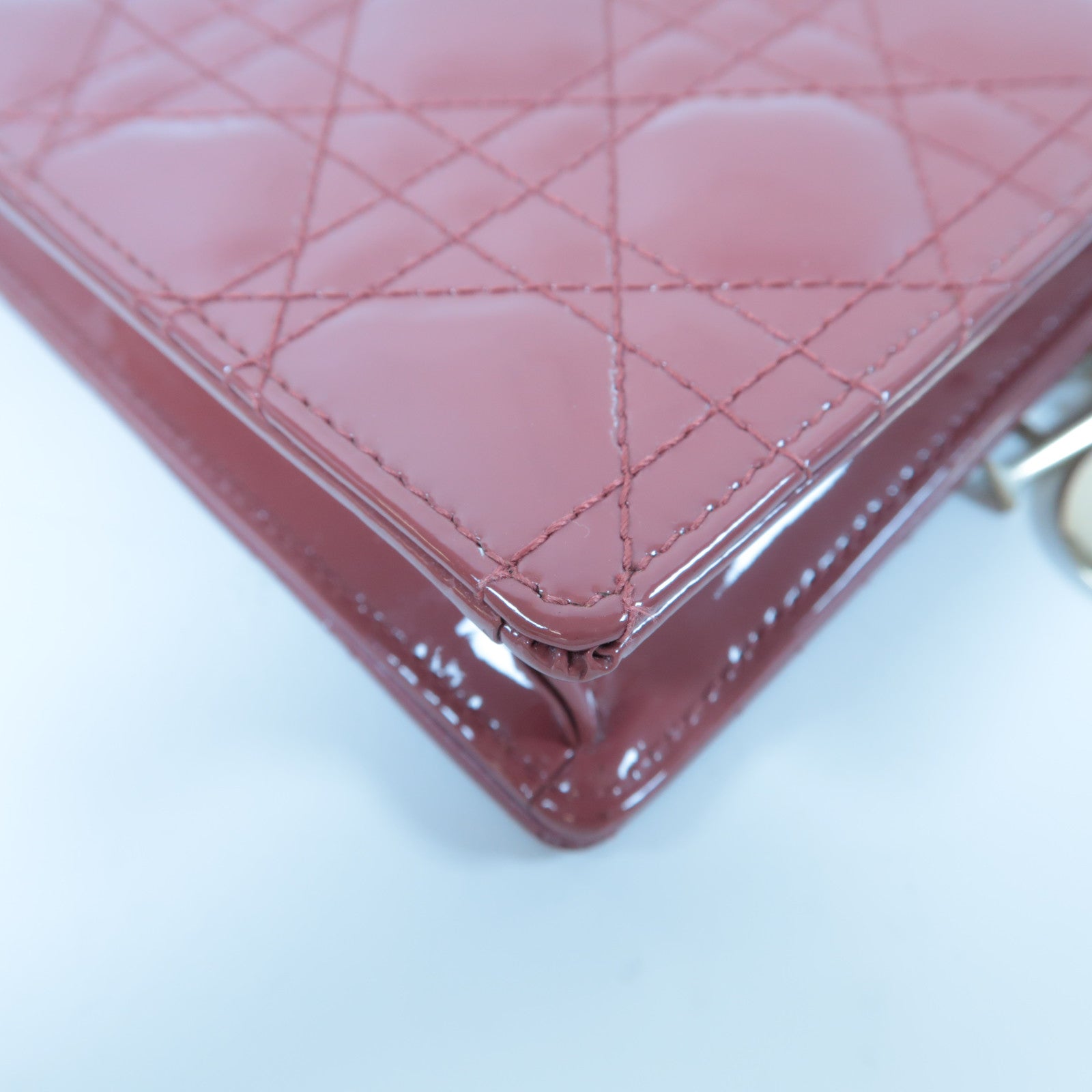 Dior 【激減優惠】漆皮皮革Lady Dior Pouch Chain Shoulder Bag金扣鏈帶肩背袋粉紅色