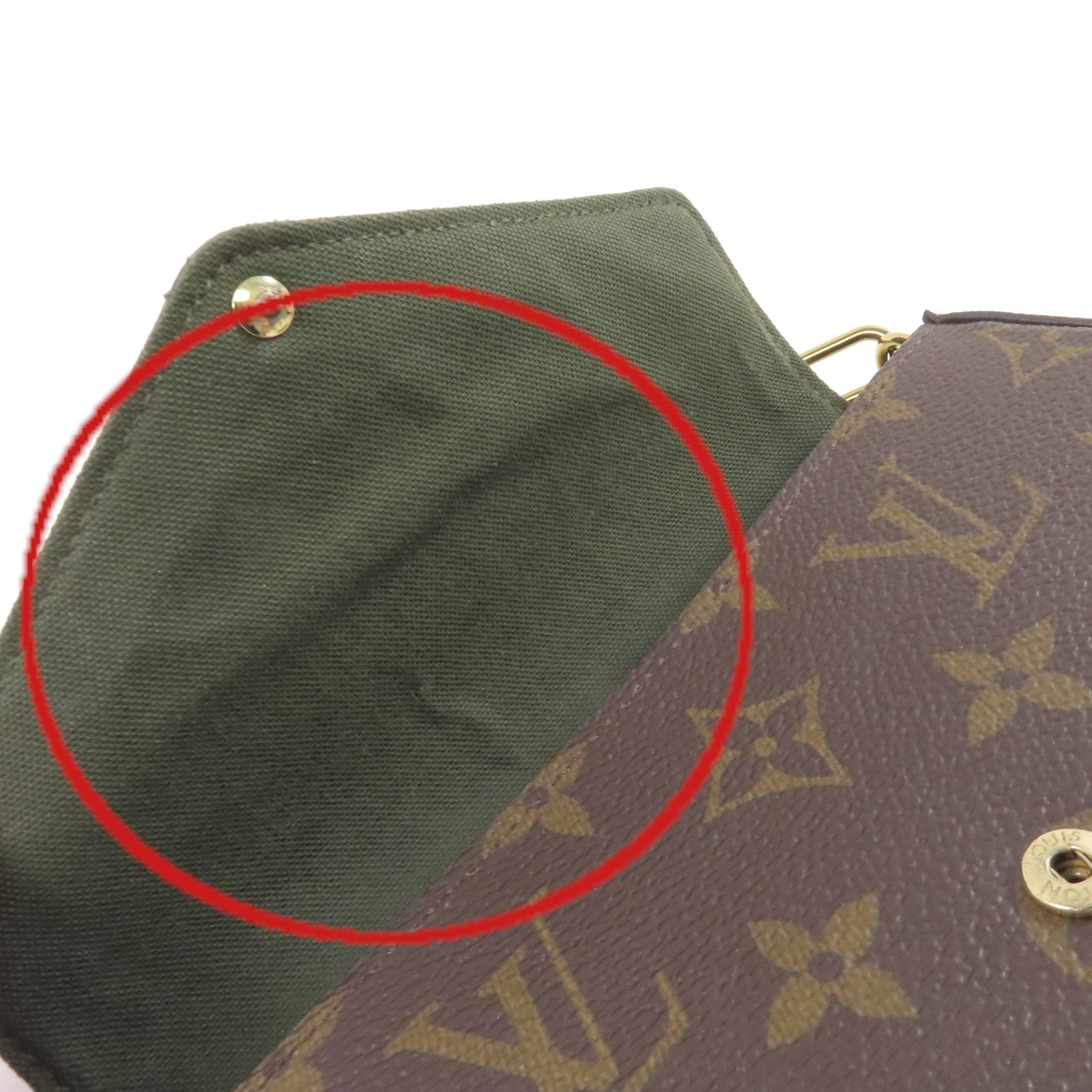 LOUIS VUITTON Monogram Pochette Felicie Pouch Shoulder Bag金扣肩背袋啡色