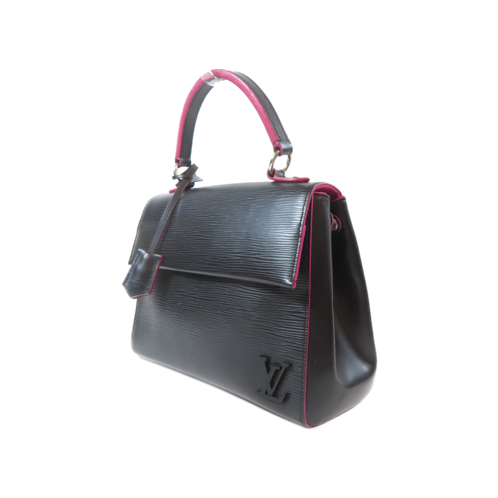 LOUIS VUITTON 【激減優惠】Epi Cluny BB銀扣手挽肩背兩用袋黑色/粉紅色