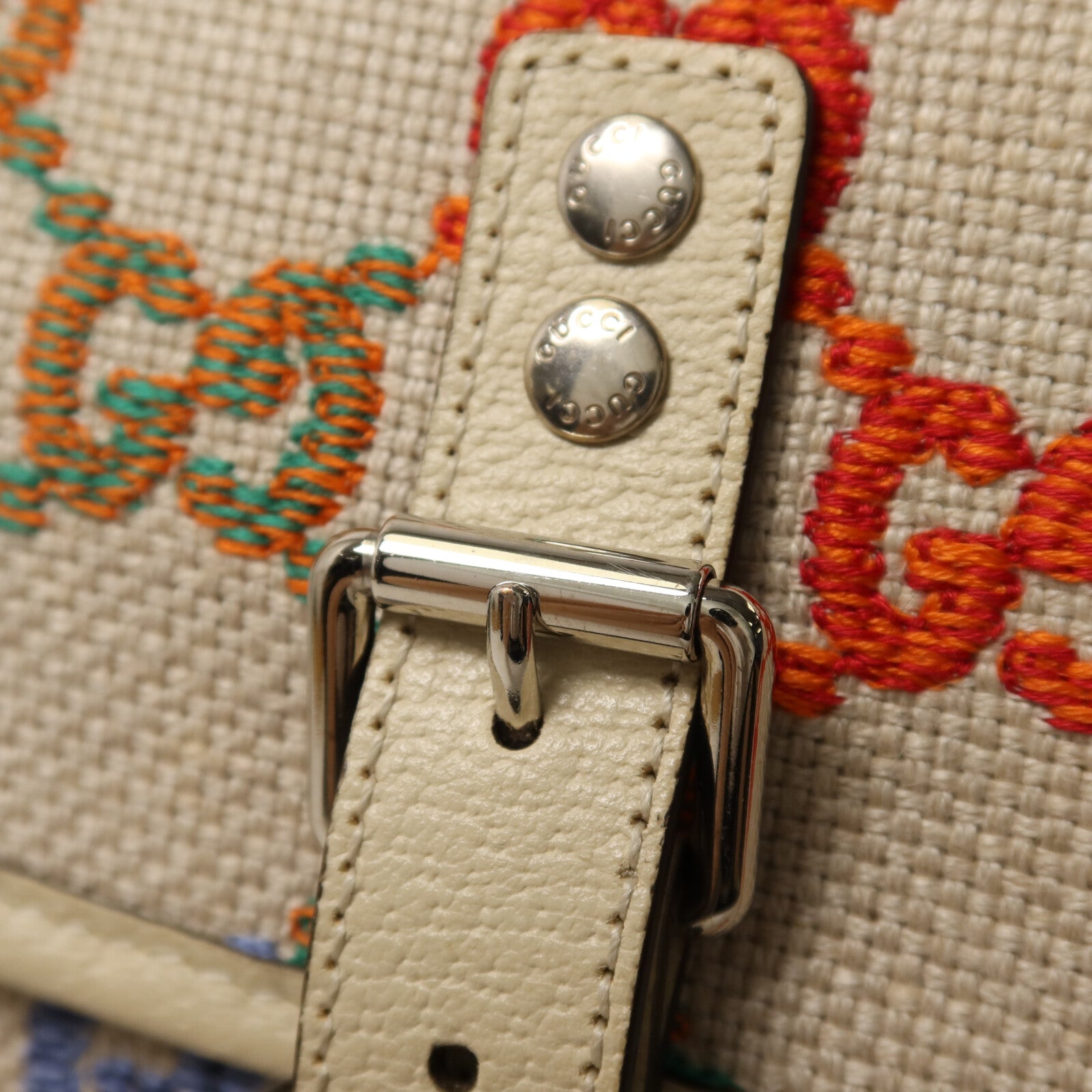 GUCCI 帆布Rucksack銀扣背包