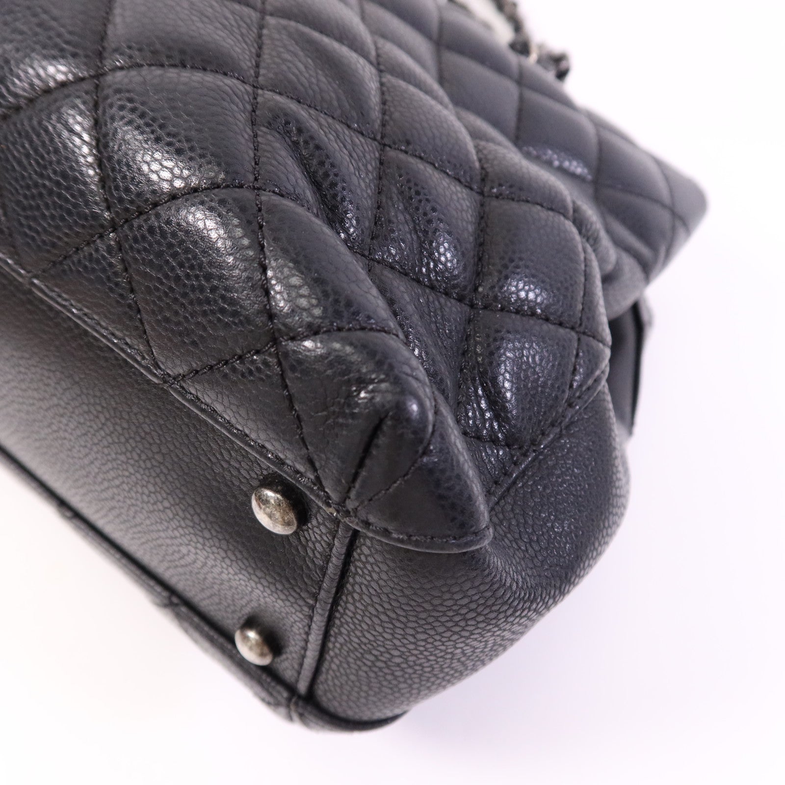 CHANEL 牛皮皮革Tote Bag銀扣鏈帶手挽袋