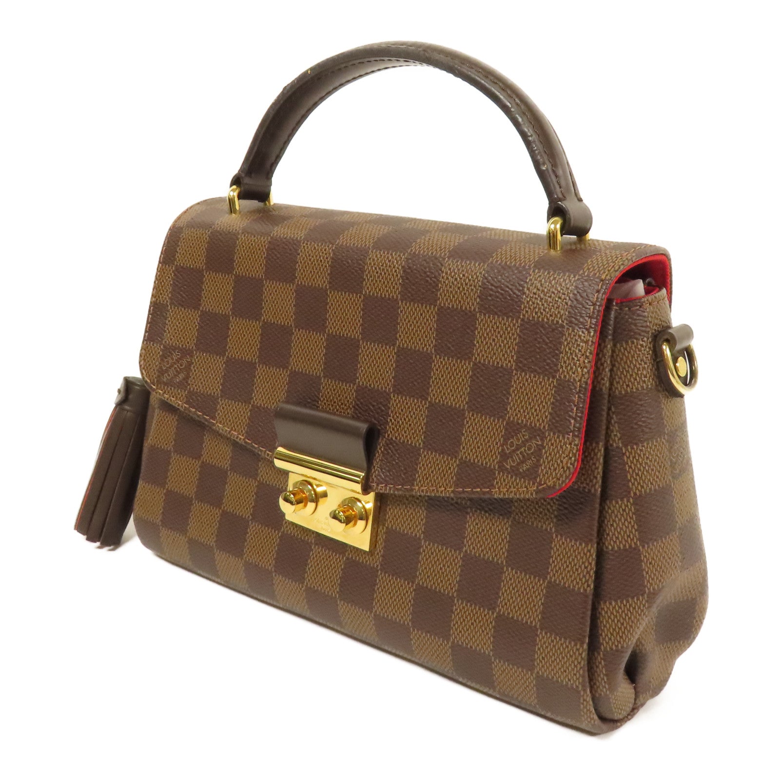 LOUIS VUITTON Damier Croisette金扣手挽肩背兩用袋