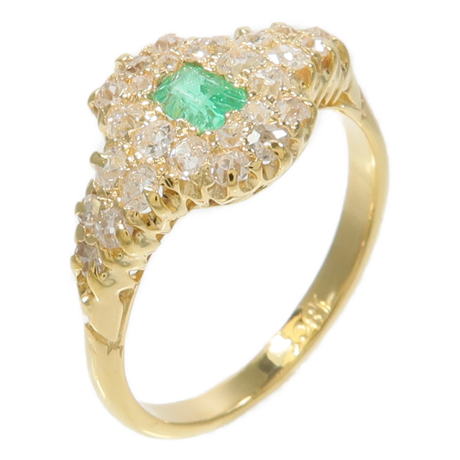JEWELRY 18K黃金Emerald Diamond Ring綠寶石/鑽石戒指