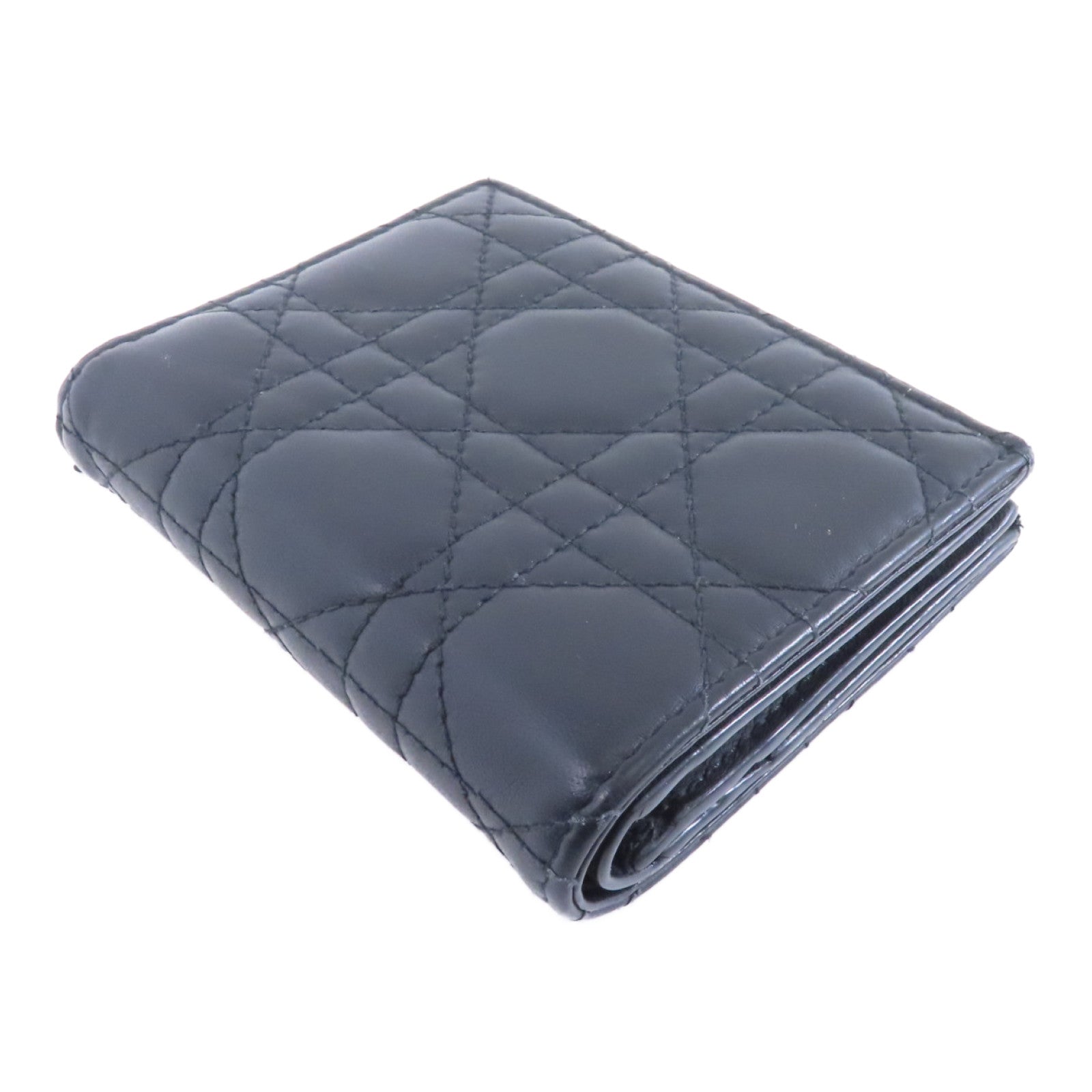 Dior 皮革Wallet銀扣錢包黑色