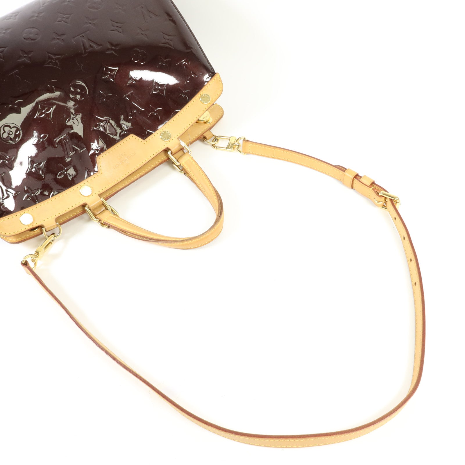 LOUIS VUITTON Vernis Brea MM金扣手挽肩背兩用袋Rouge Fauviste