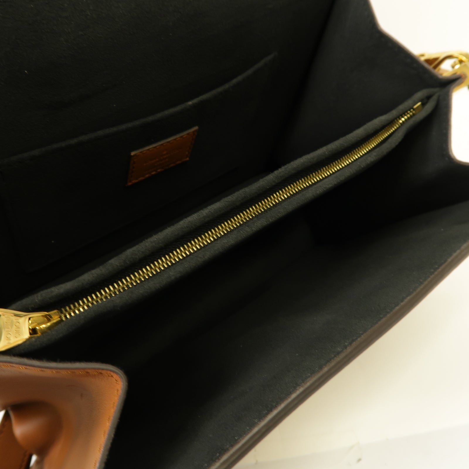 LOUIS VUITTON Monogram Reverse Dauphine金扣鏈帶肩背袋棕色