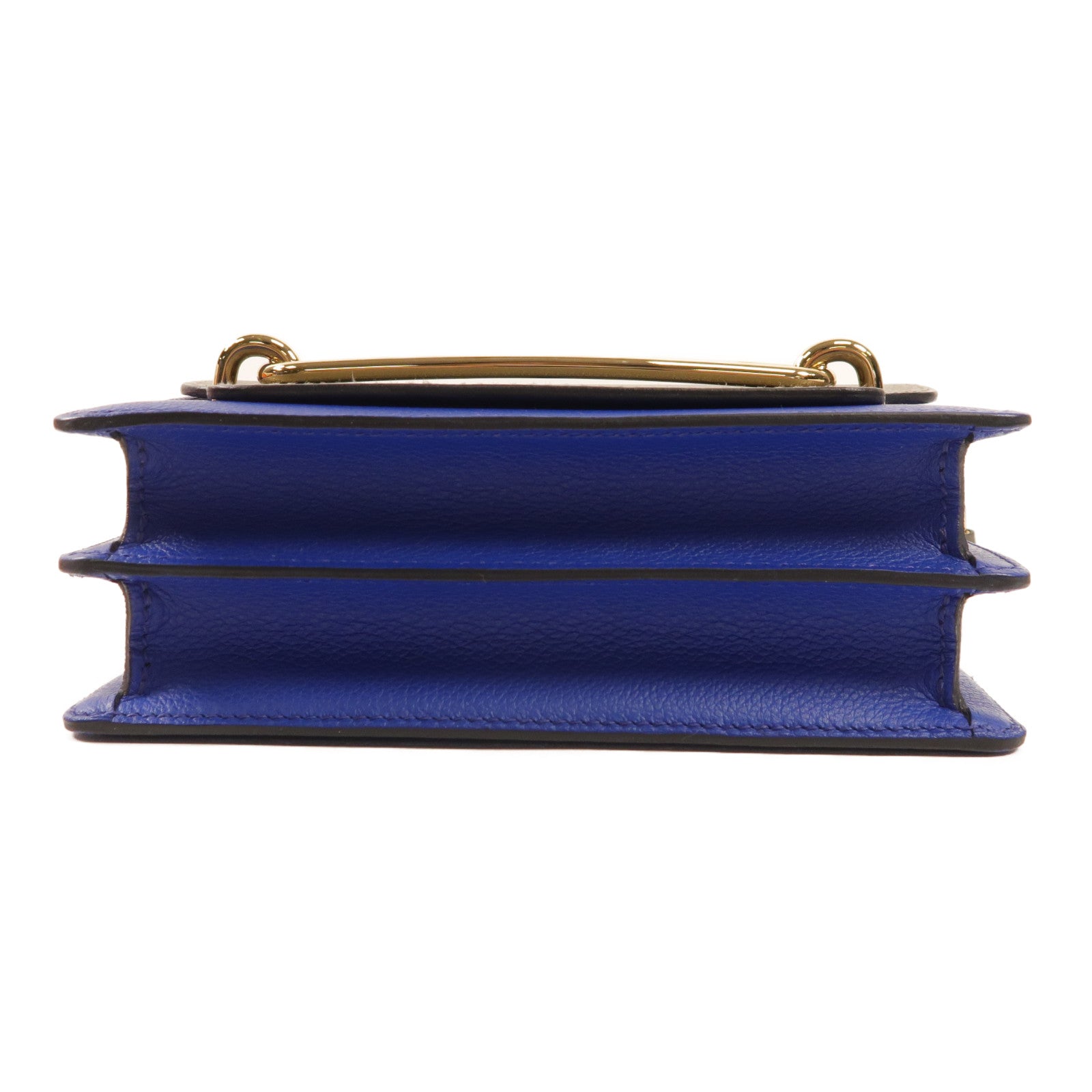 HERMES Evercolor皮革Mini Roulis金扣肩背袋灰色/藍色