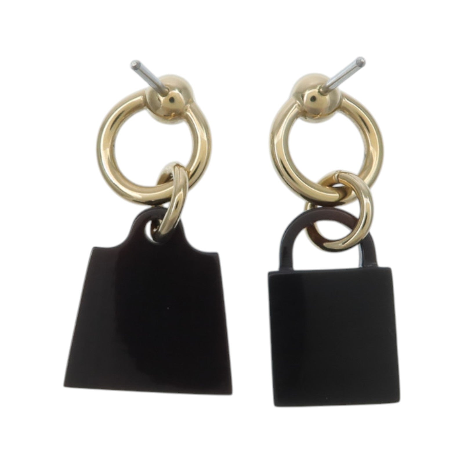 HERMES 水牛角/金屬Amulette Maroquinier Earrings耳環