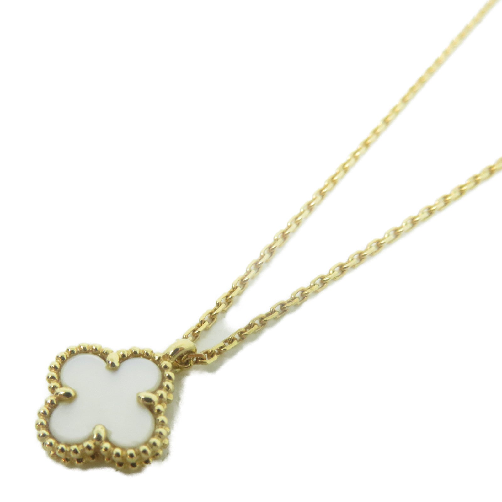 Van Cleef & Arpels 18K黃金Sweet Alhambra Pen項鍊白色/金色