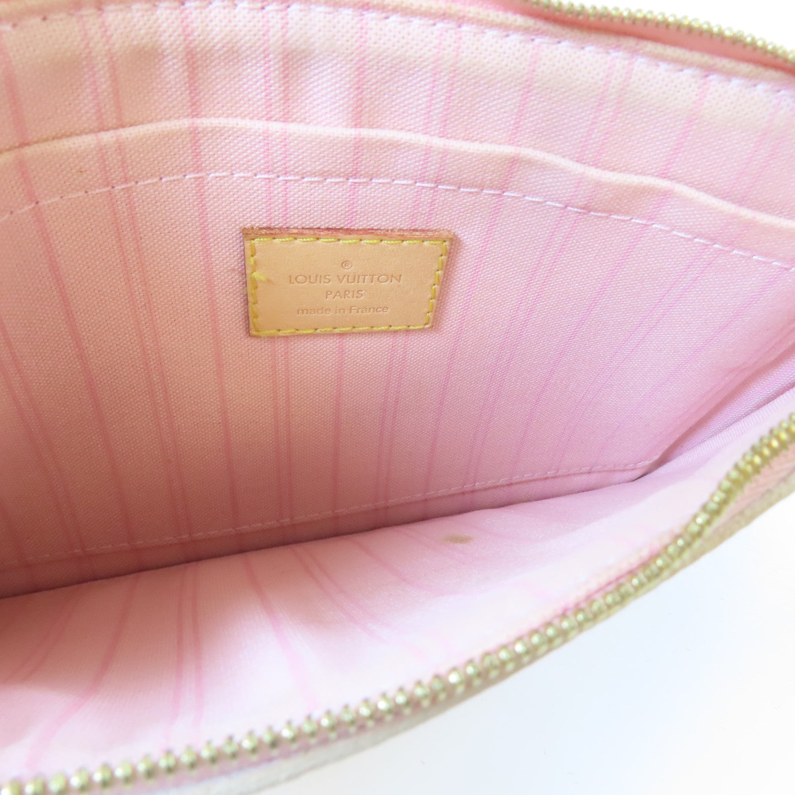 LOUIS VUITTON Damier Azur Neverfull MM金扣手挽袋白色