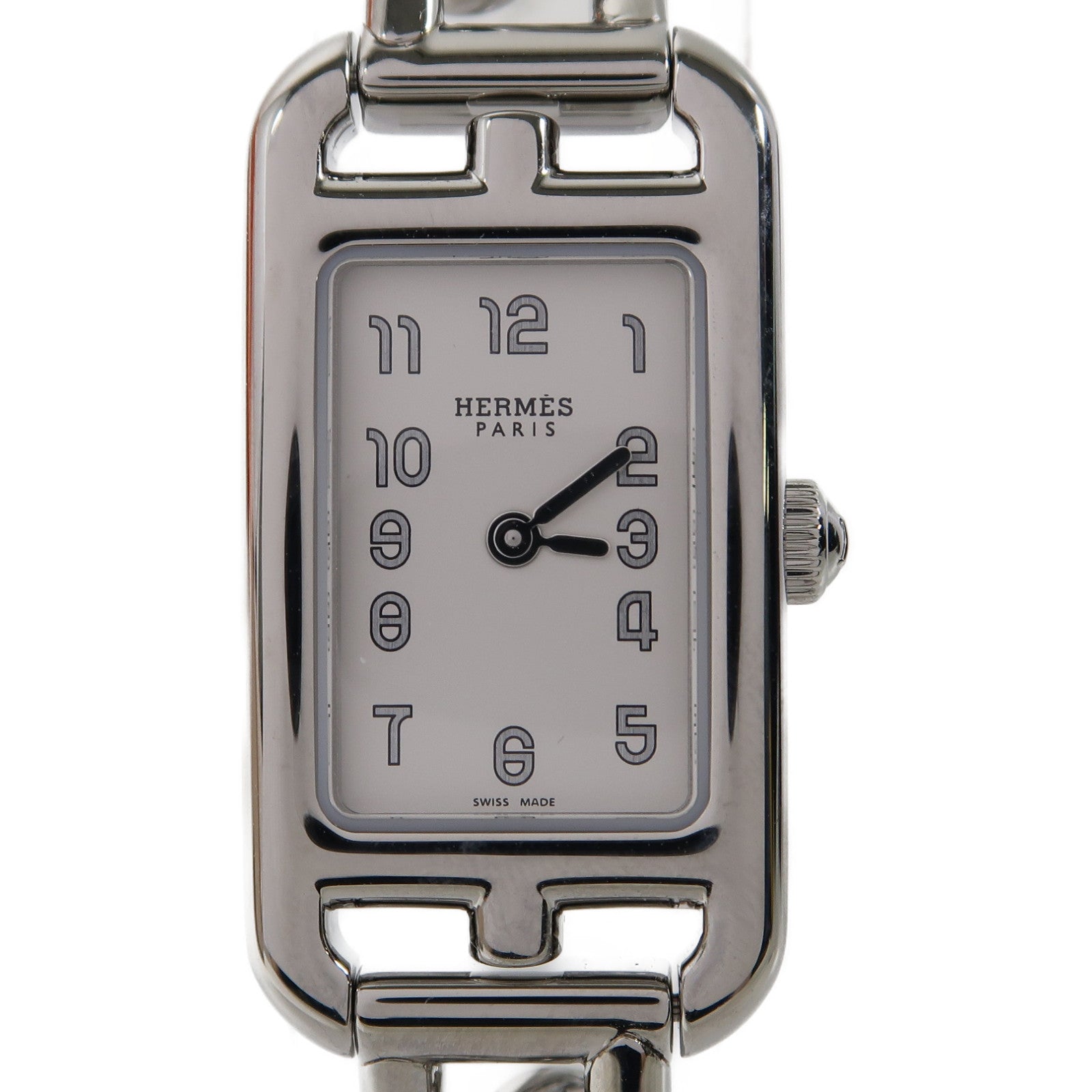 HERMES Nantucket Watch不鏽鋼手錶石英機芯白色