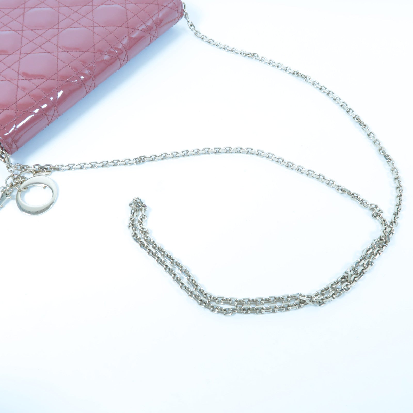 Dior 【激減優惠】漆皮皮革Lady Dior Pouch Chain Shoulder Bag金扣鏈帶肩背袋粉紅色