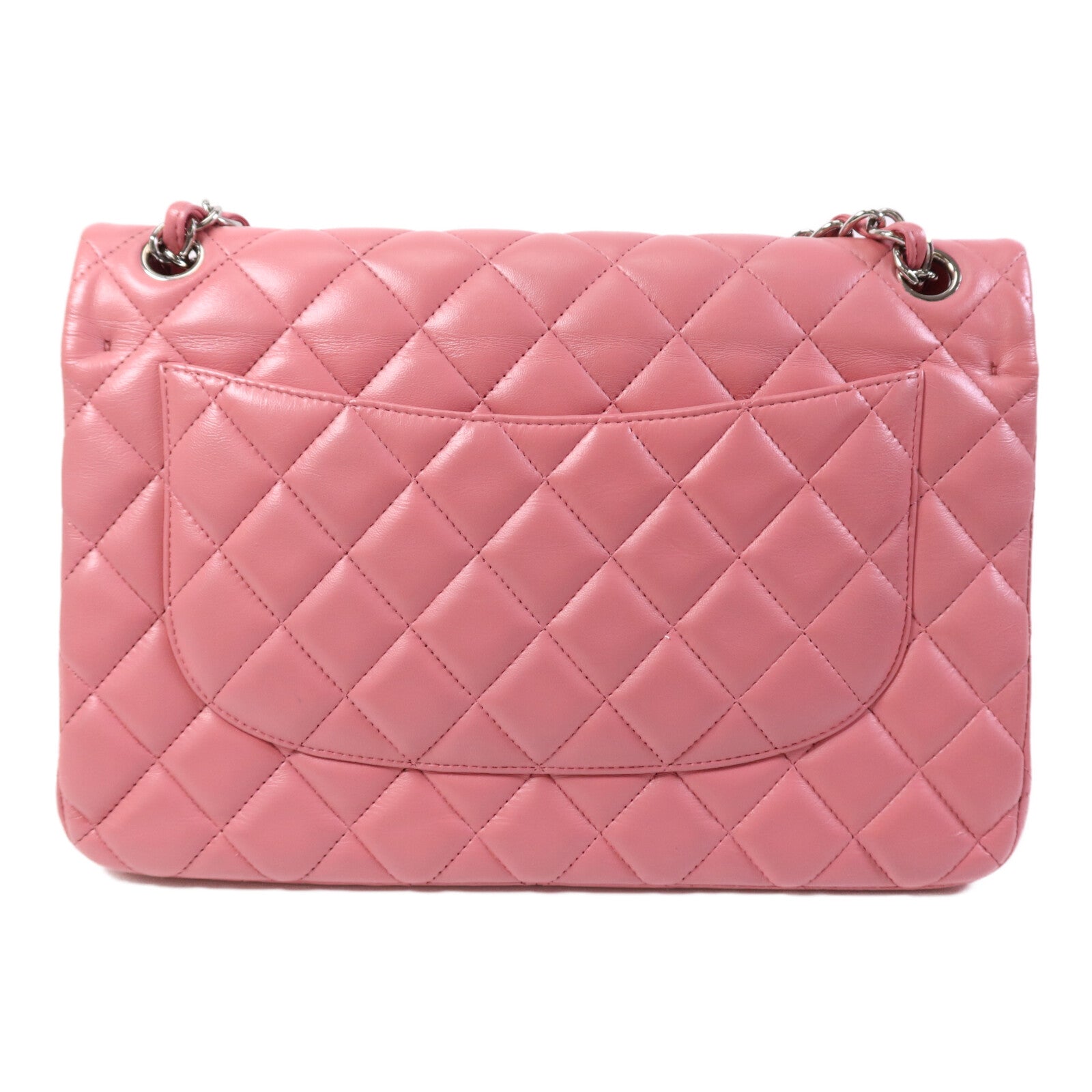 CHANEL 羊皮皮革Large Classic銀扣鏈帶肩背袋