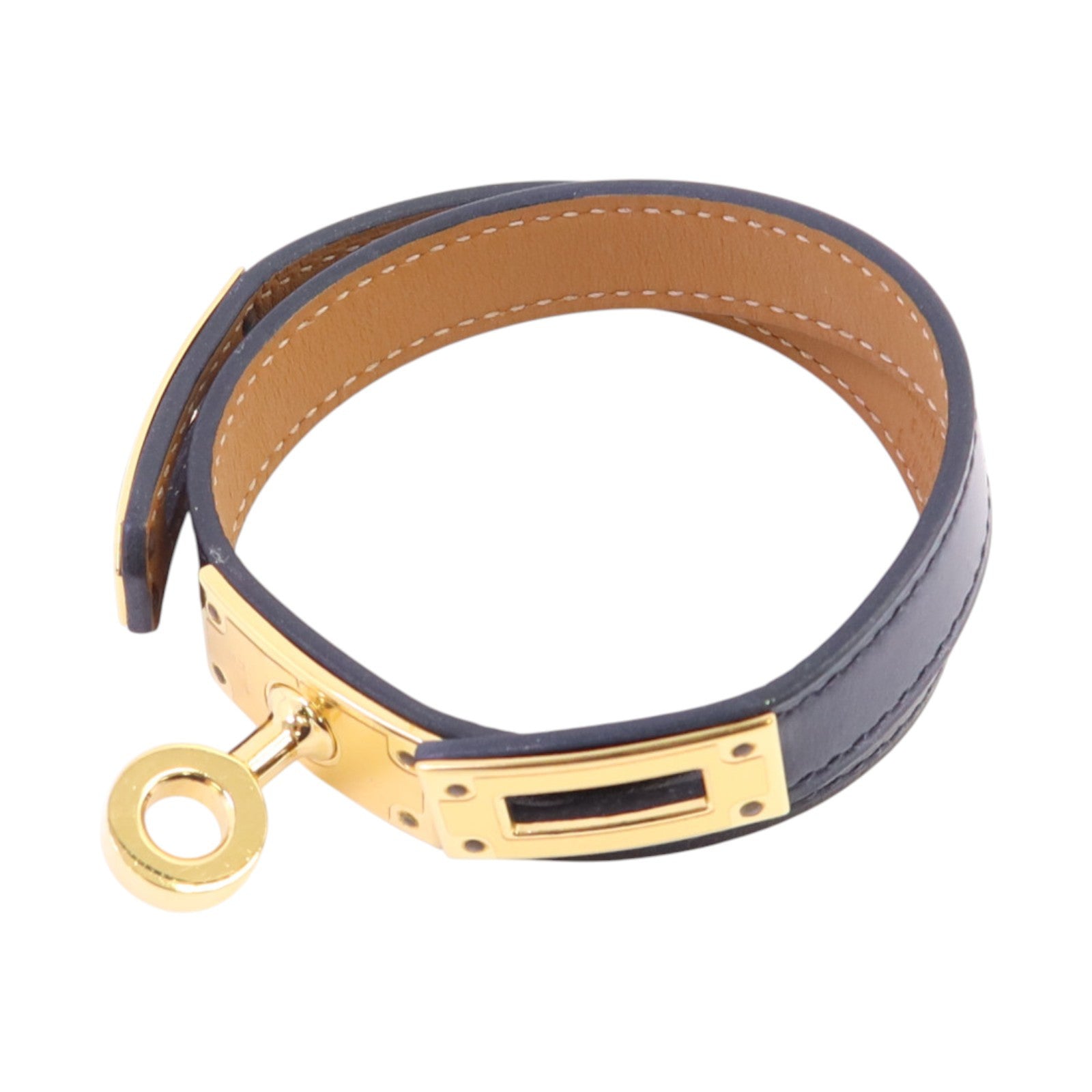 HERMES Swift皮革Kelly Double Tour Bracelet金扣手鏈