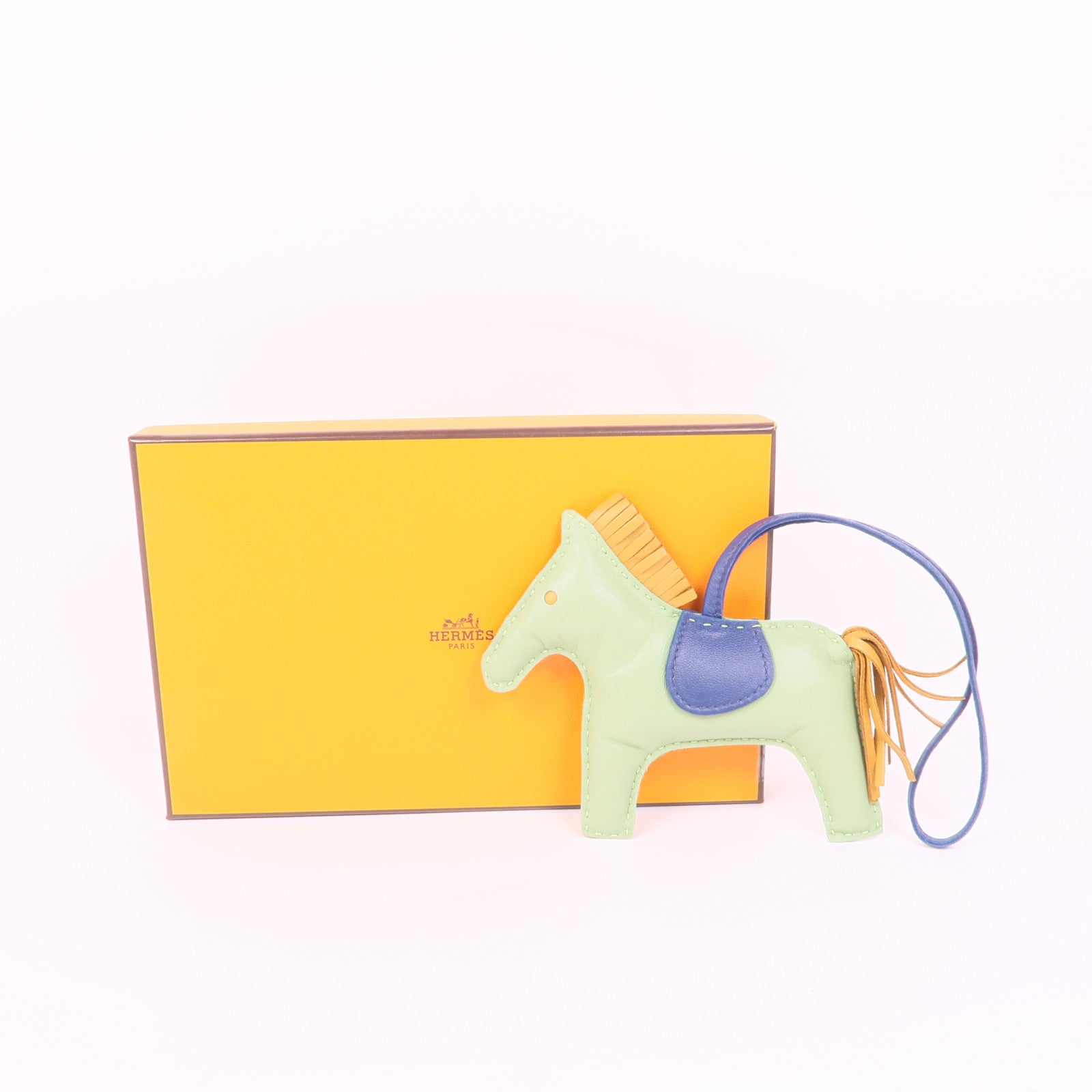 HERMES Milo皮革/Swift皮革Rodeo MM掛飾Vert Criquet