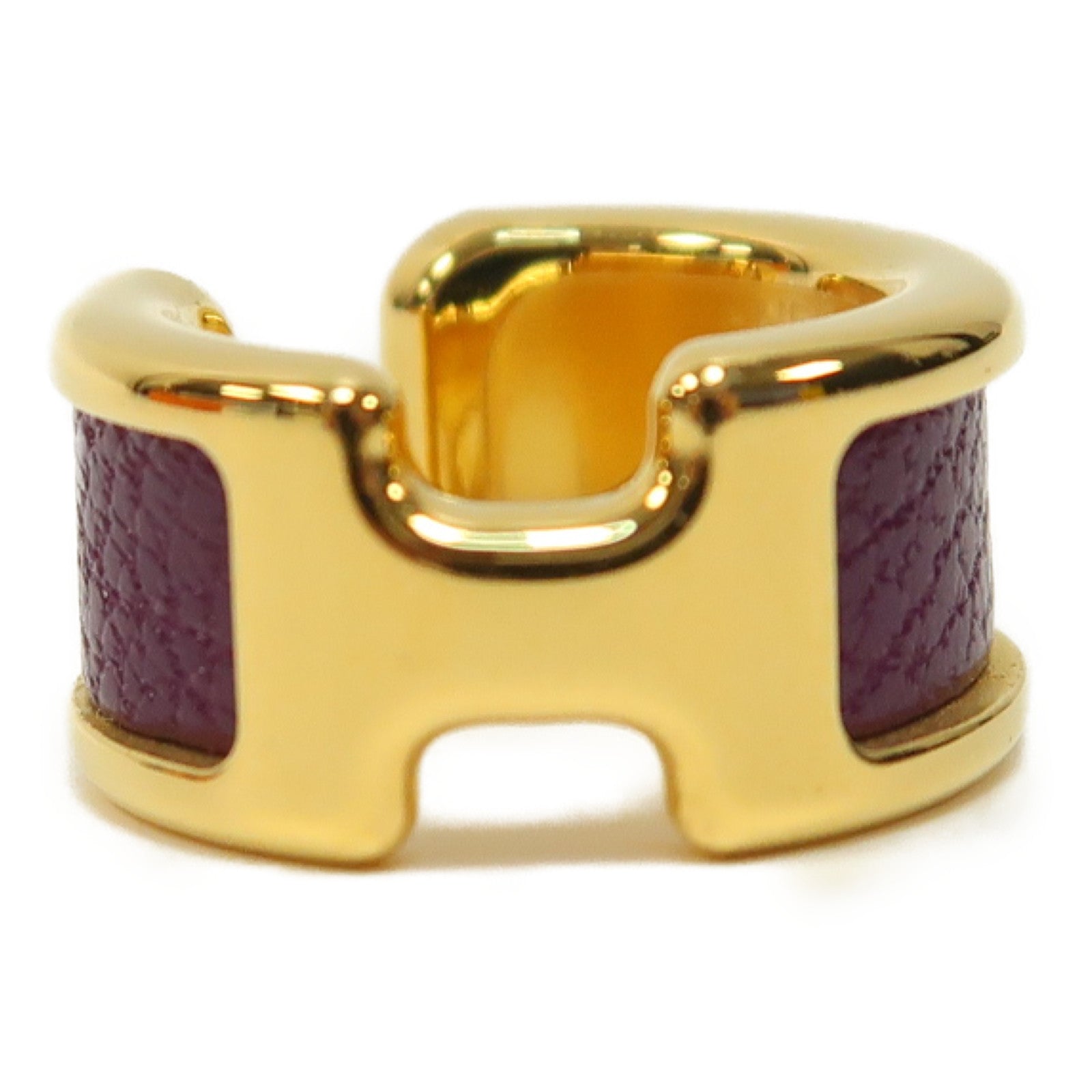 HERMES 金屬/Chevre皮革Olympe Ear Cuff耳環紫色/金色
