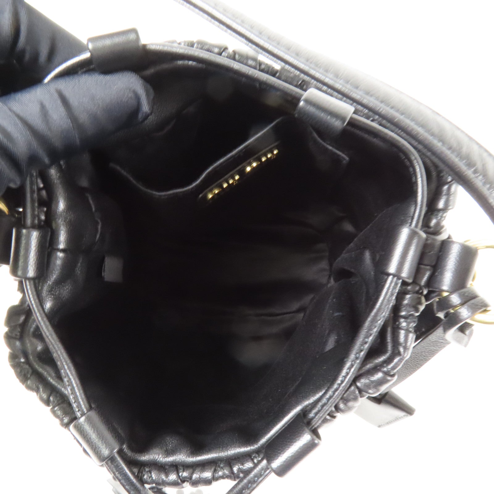 Miu Miu 羊皮皮革Bucket Bag金扣手挽肩背兩用袋