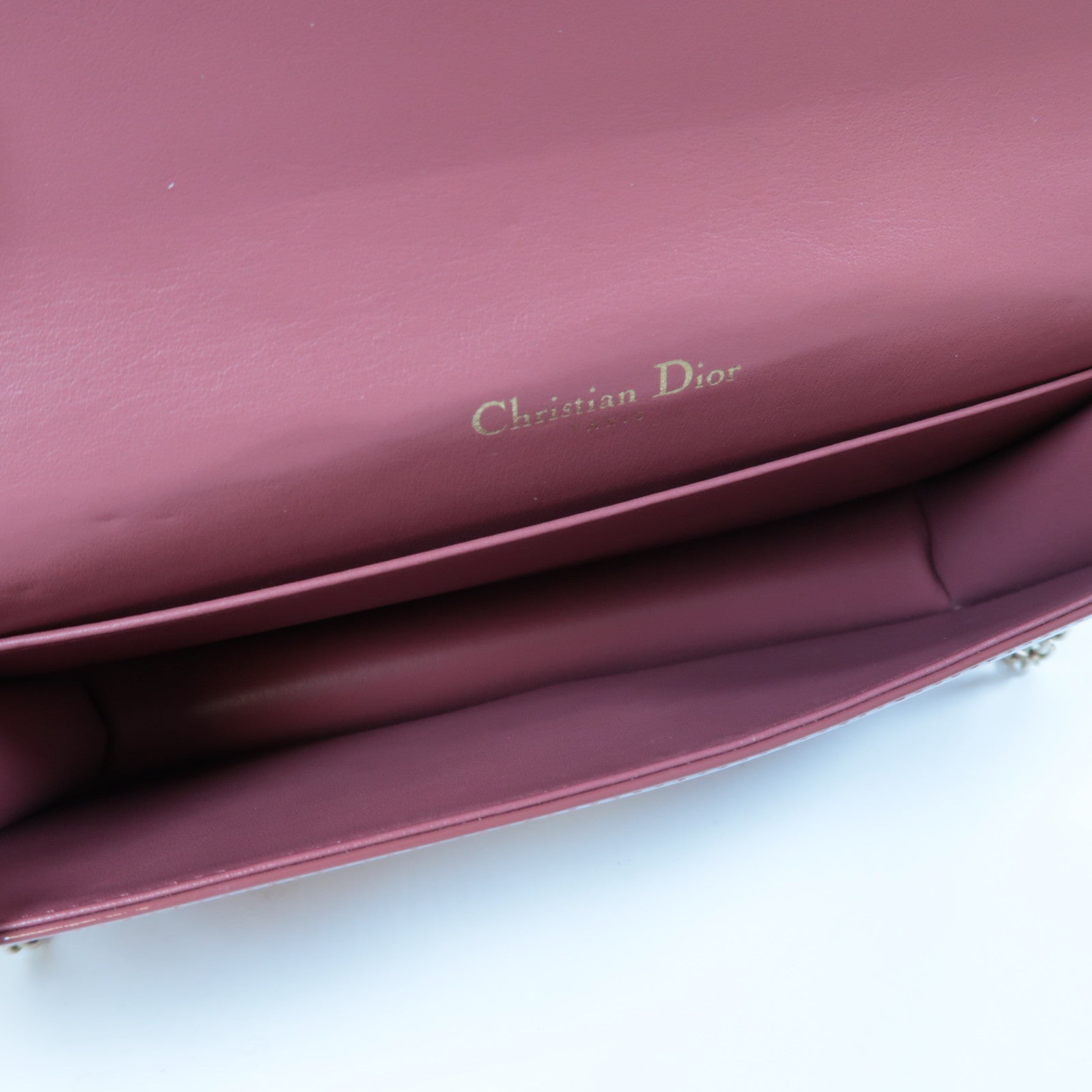 Dior 【激減優惠】漆皮皮革Lady Dior Pouch Chain Shoulder Bag金扣鏈帶肩背袋粉紅色