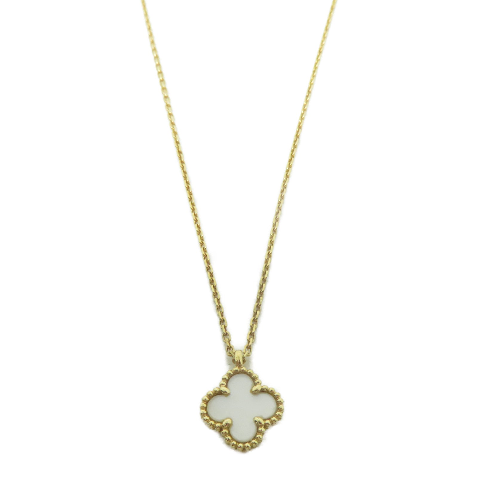 Van Cleef & Arpels 18K黃金Sweet Alhambra Pen項鍊白色/金色