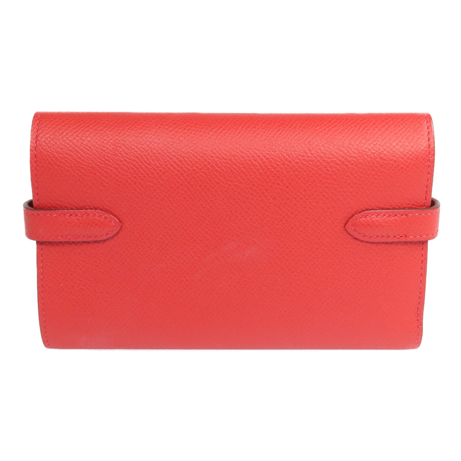 HERMES Epsom皮革Kelly Short Wallet金扣錢包Rouge de Coeur