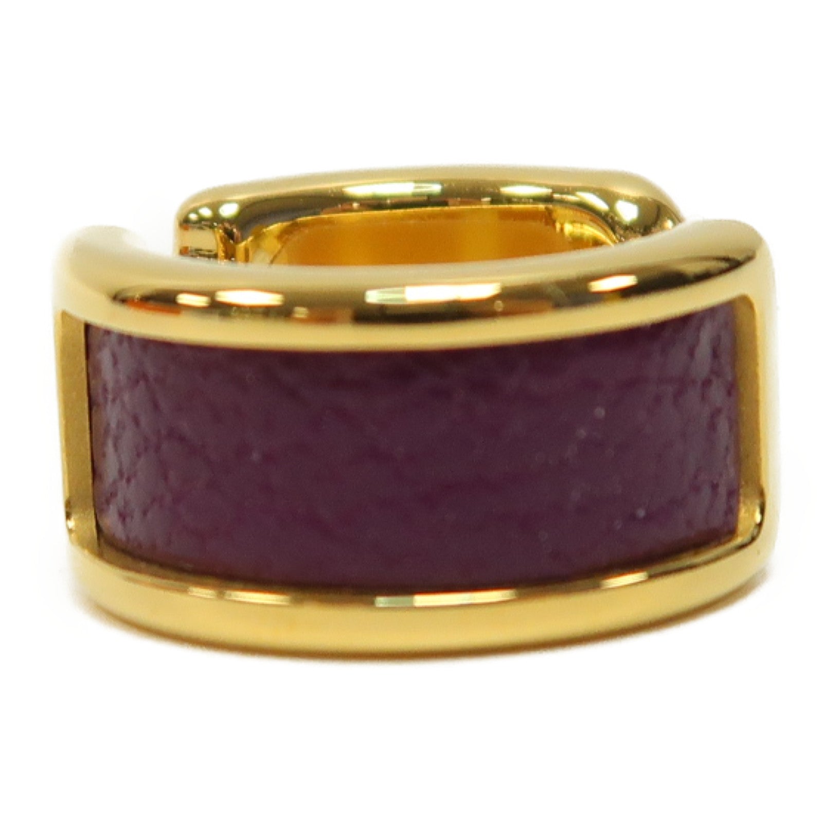 HERMES 金屬/Chevre皮革Olympe Ear Cuff耳環紫色/金色