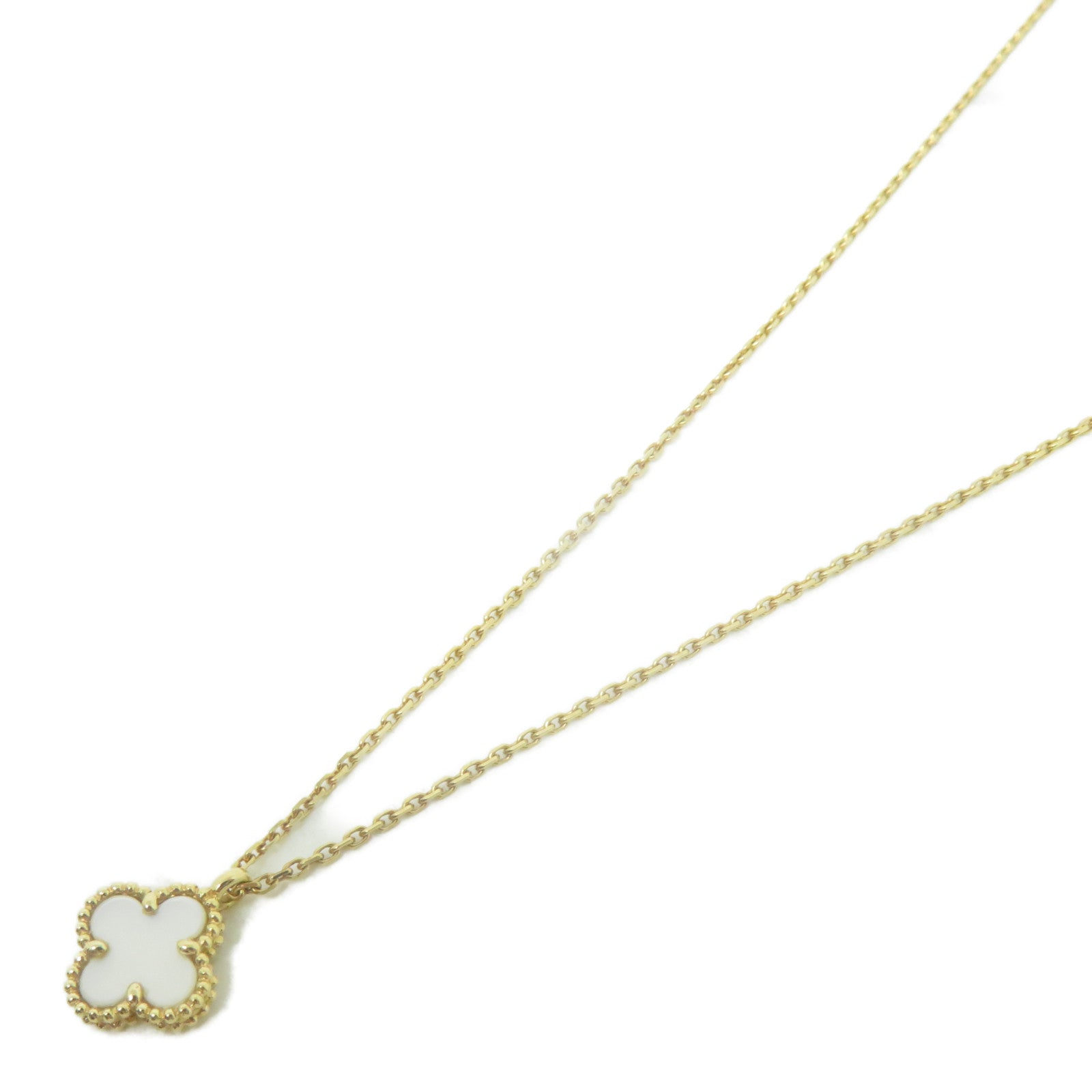 Van Cleef & Arpels 18K黃金Sweet Alhambra Pen項鍊白色/金色