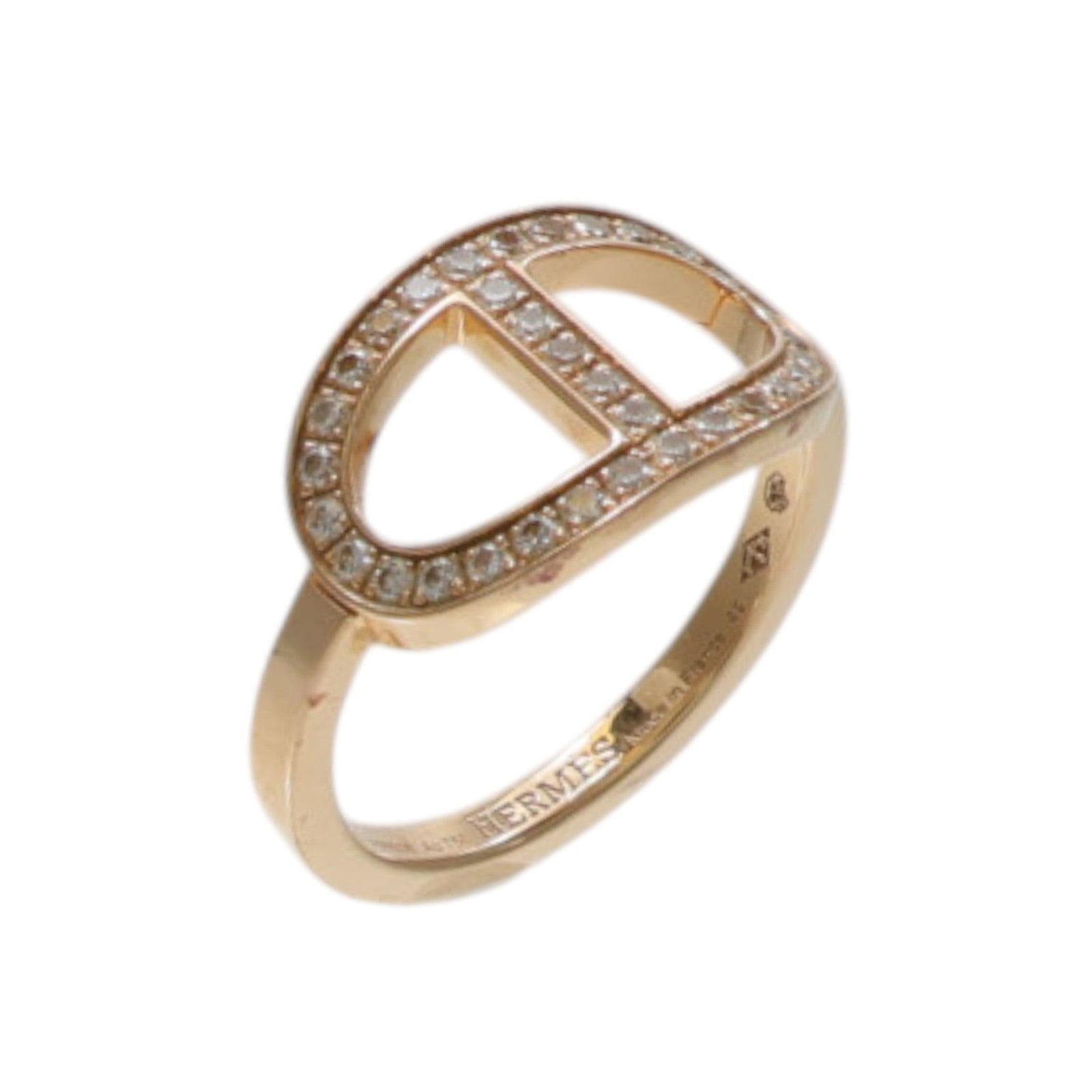 HERMES 18K玫瑰金Chaine D'ancre Contour Ring鑽石戒指