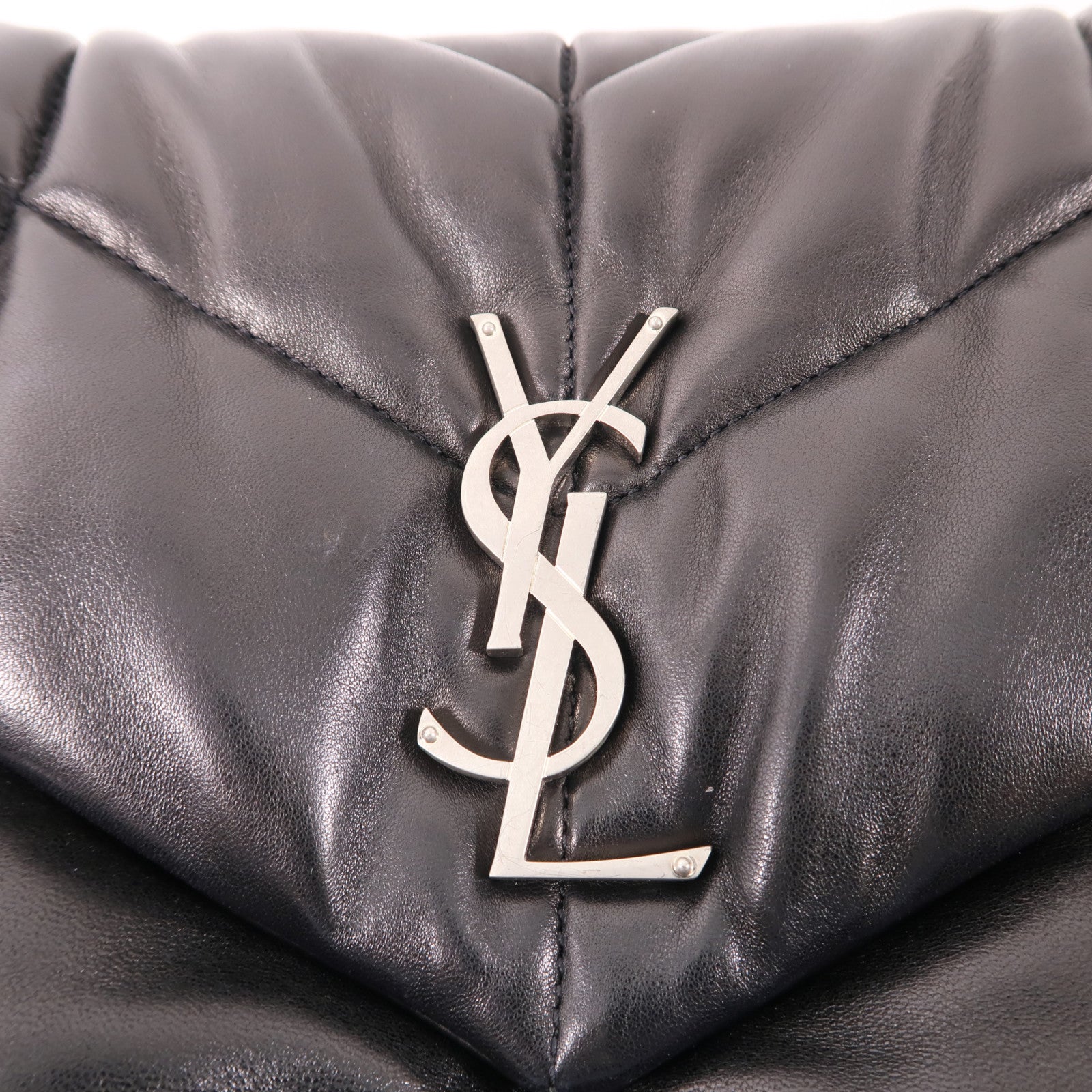SAINT LAURENT 牛皮皮革Lou Lou Puffer銀扣肩背袋