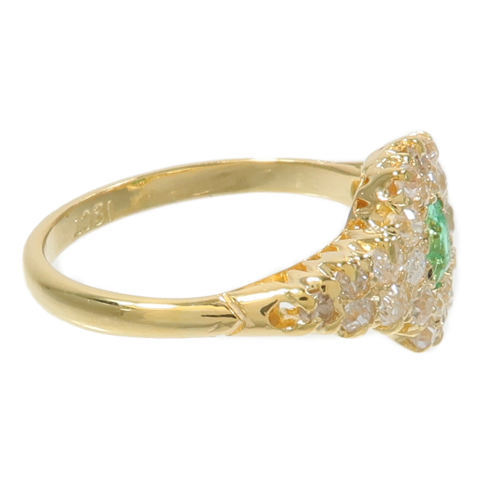 JEWELRY 18K黃金Emerald Diamond Ring綠寶石/鑽石戒指