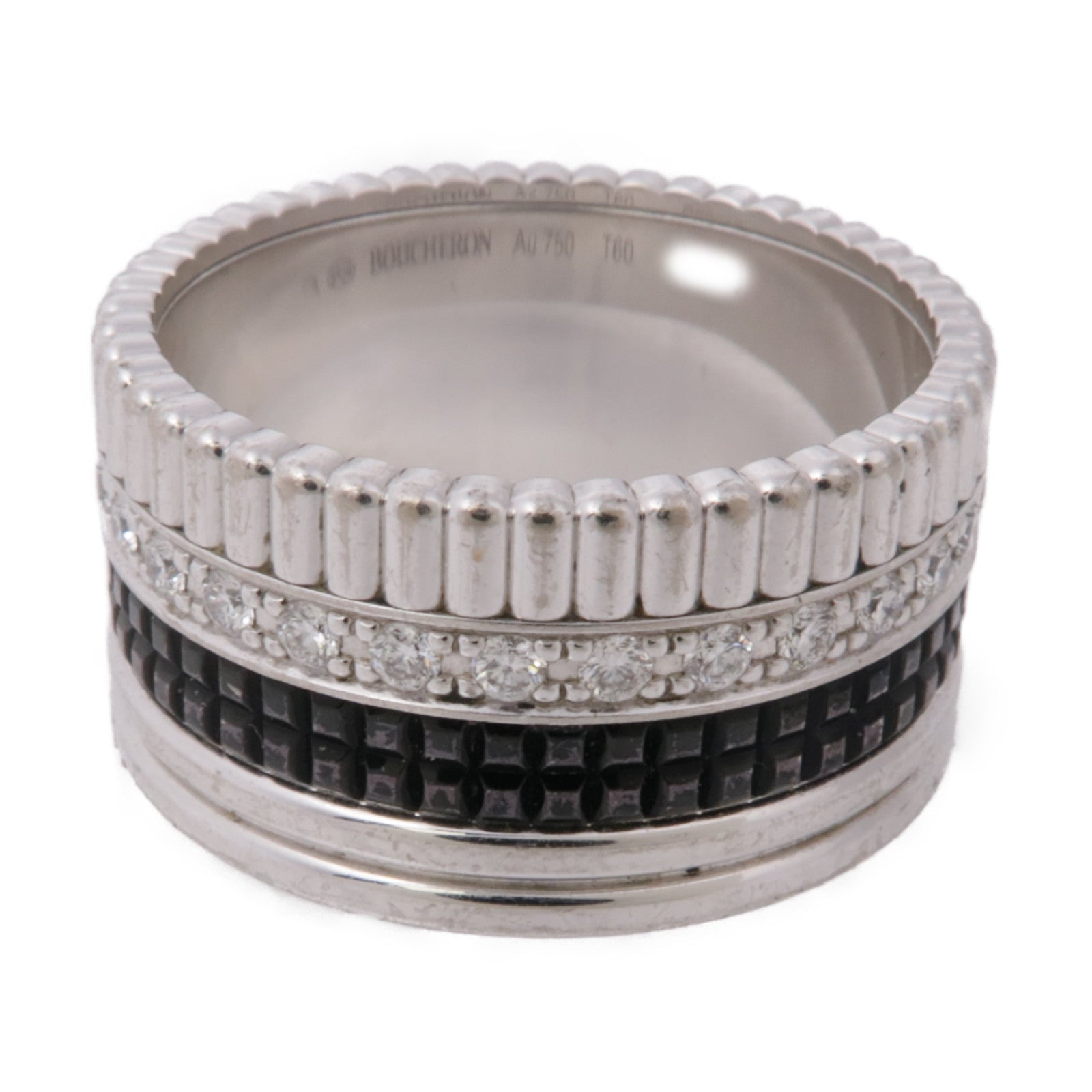 Boucheron 18K白金Quatre Black Diamond Ring鑽石戒指Boucheron#60/US#9