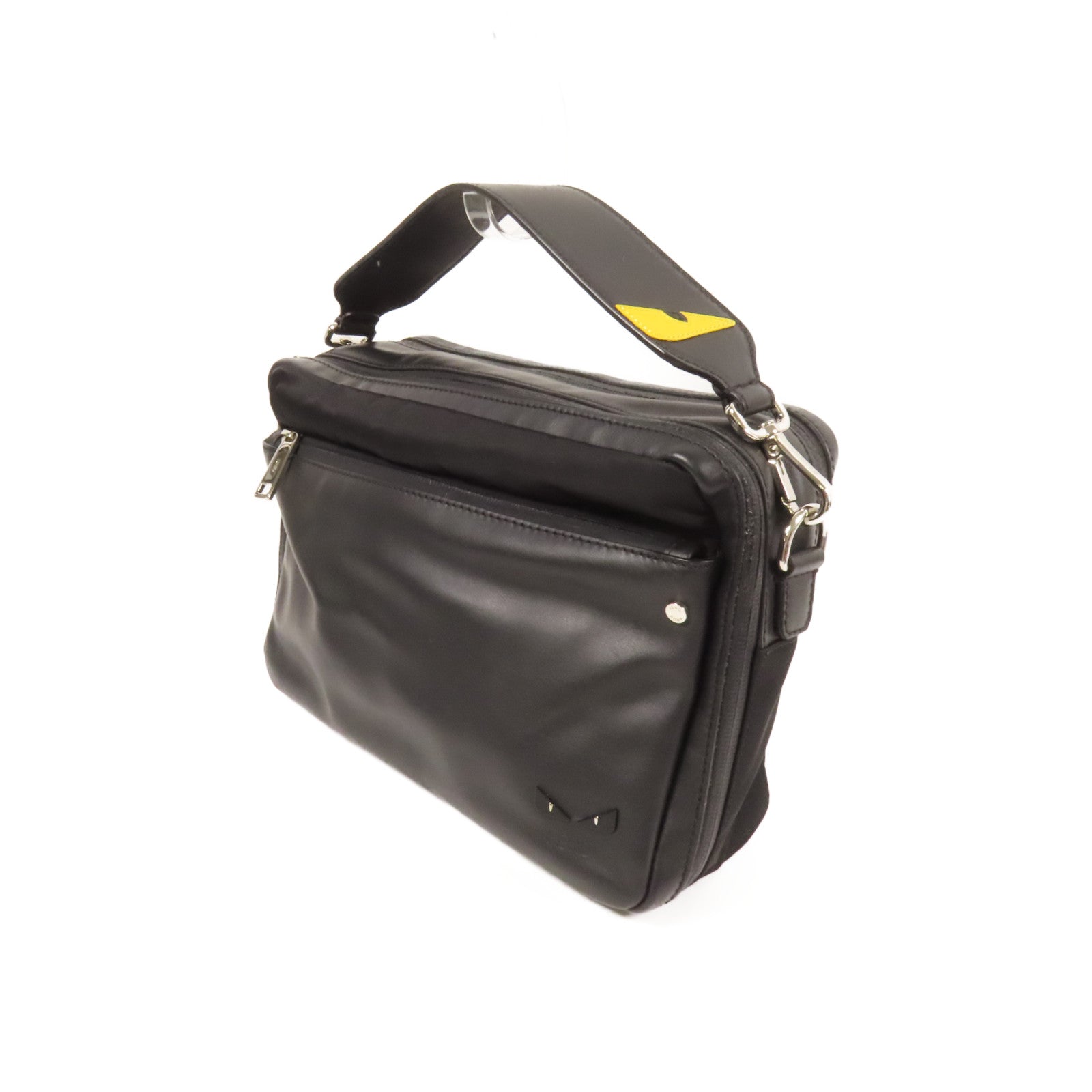 FENDI 尼龍/皮革Shoulder Bag銀扣手挽肩背兩用袋