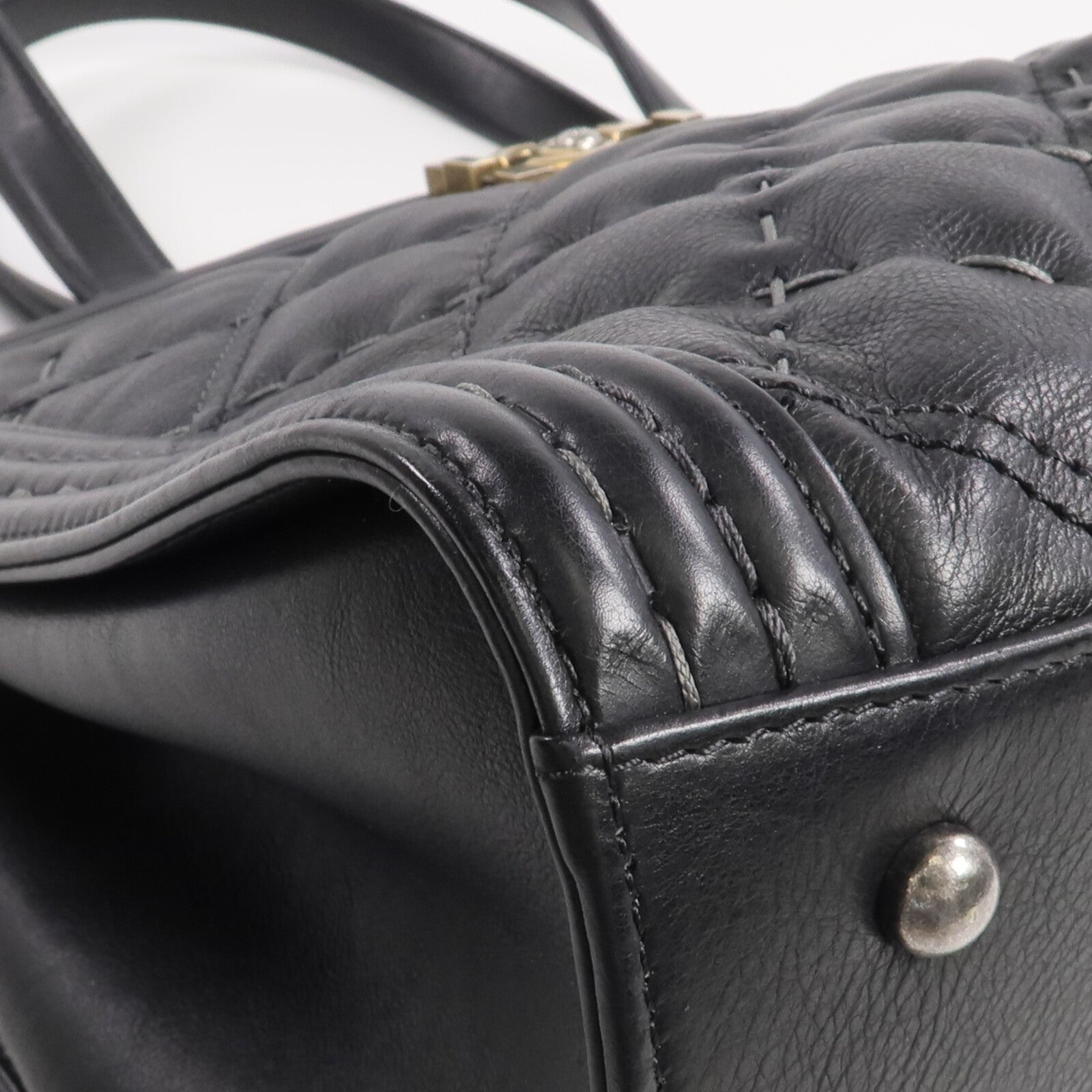 CHANEL 牛皮皮革Boy Tote金扣手挽袋