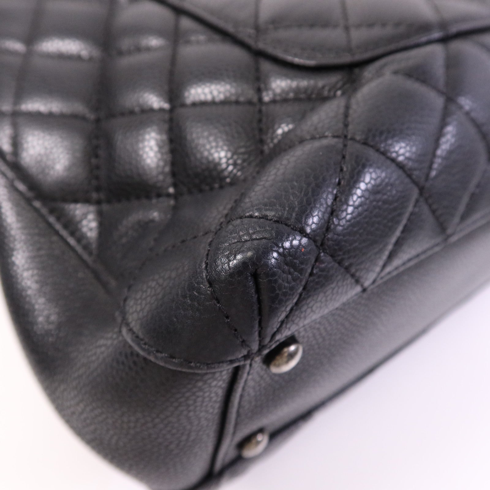 CHANEL 牛皮皮革Tote Bag銀扣鏈帶手挽袋