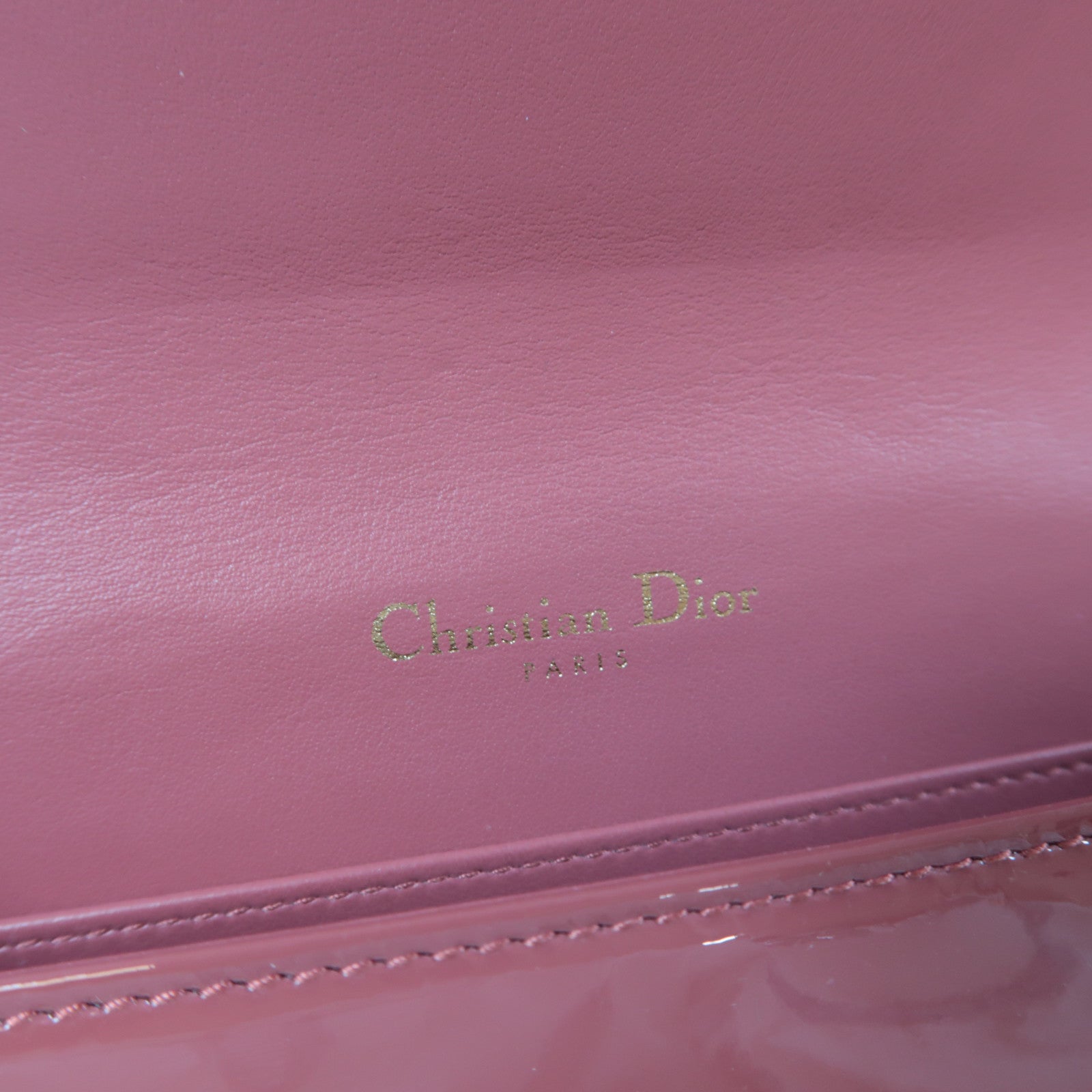 Dior 【激減優惠】漆皮皮革Lady Dior Pouch Chain Shoulder Bag金扣鏈帶肩背袋粉紅色