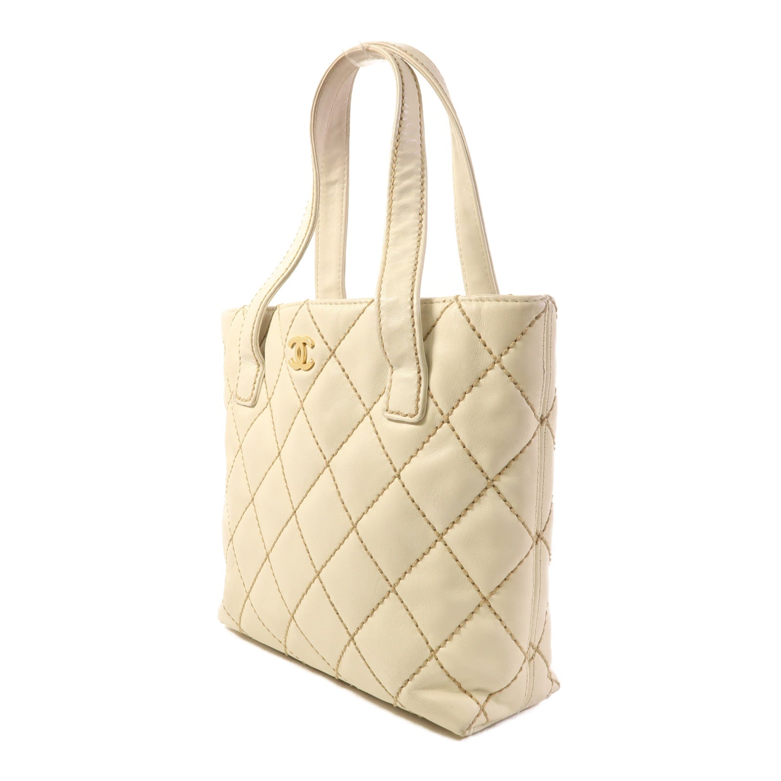 CHANEL 牛皮皮革Vintage Hand Bag金扣手挽袋