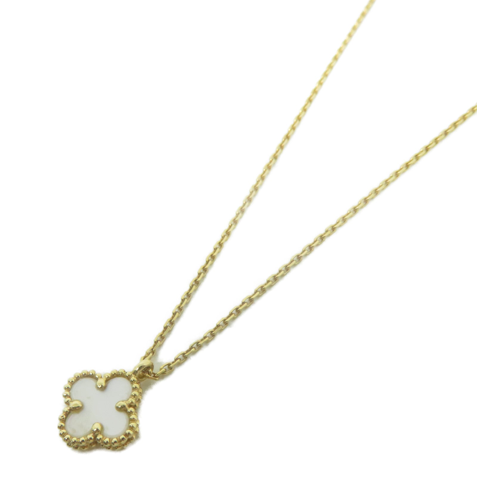 Van Cleef & Arpels 18K黃金Sweet Alhambra Pen項鍊白色/金色