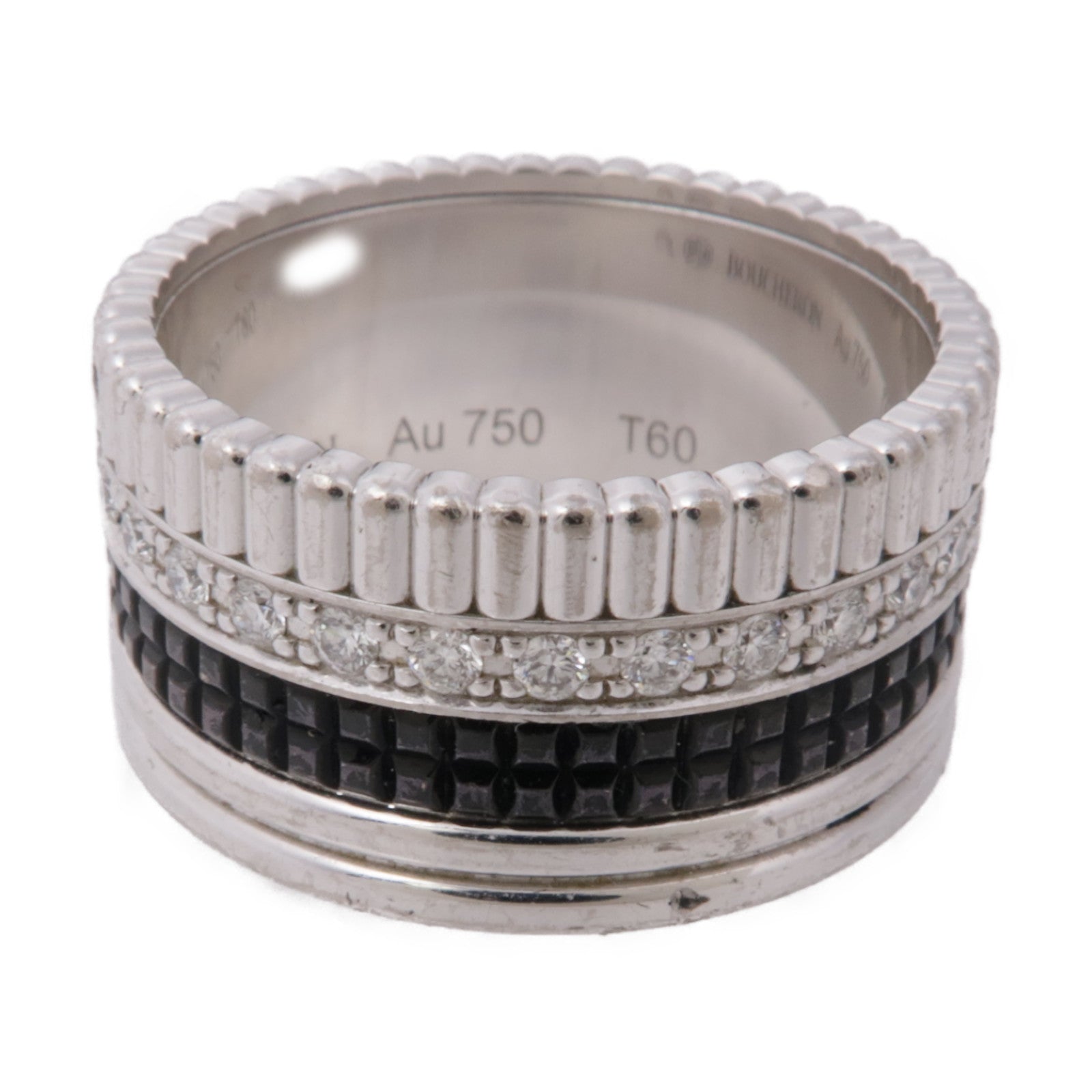 Boucheron 18K白金Quatre Black Diamond Ring鑽石戒指Boucheron#60/US#9
