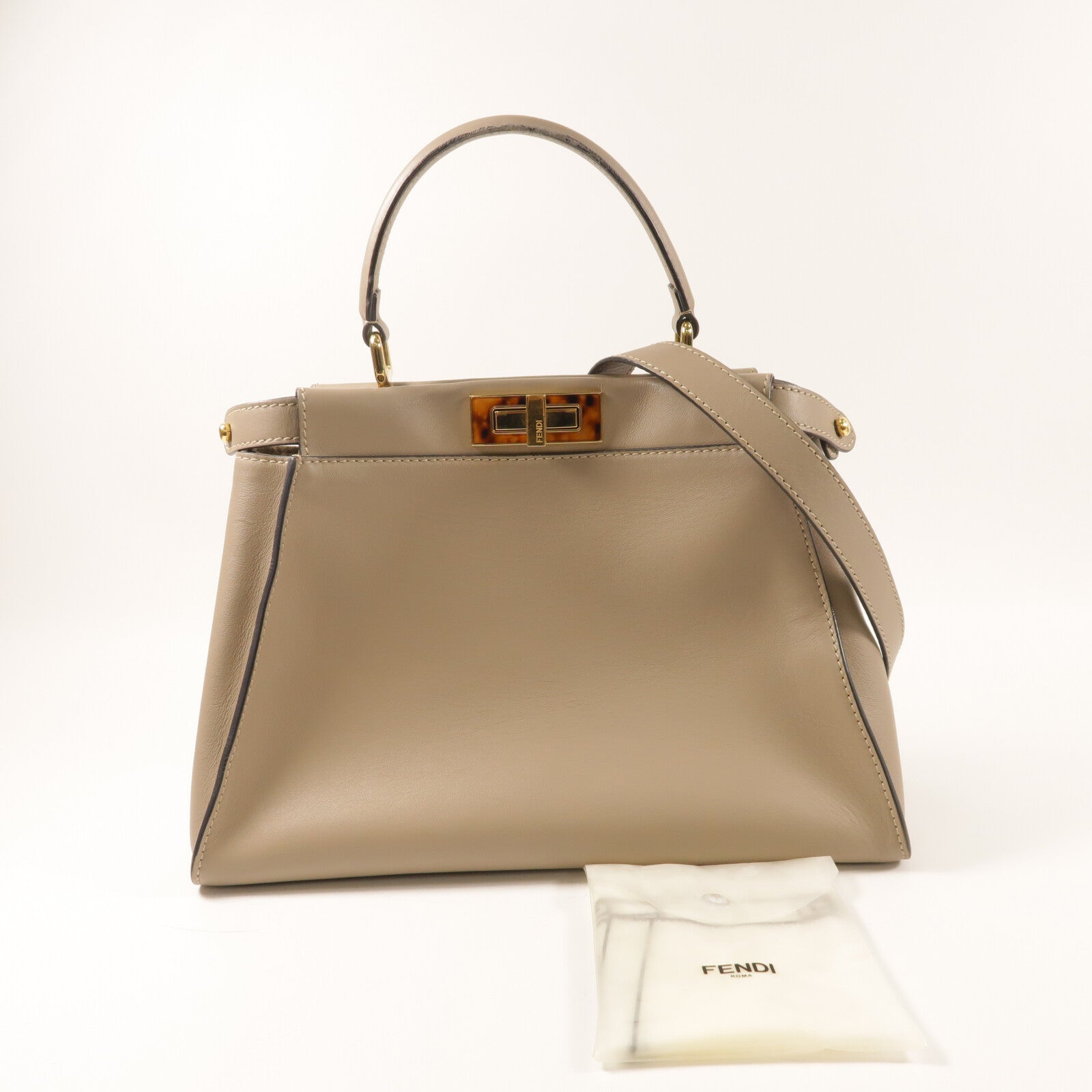 FENDI 牛皮皮革Peekaboo Medium金扣手挽肩背兩用袋